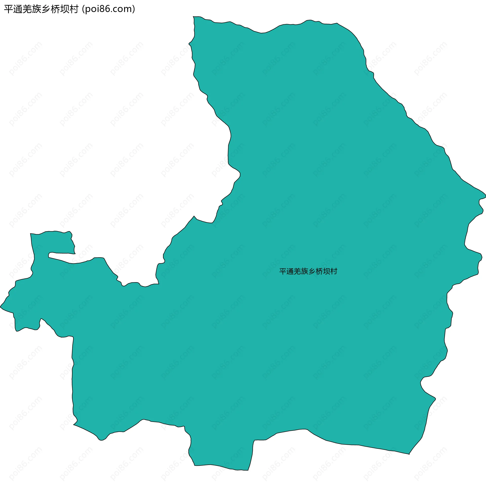 平通羌族乡桥坝村边界地图