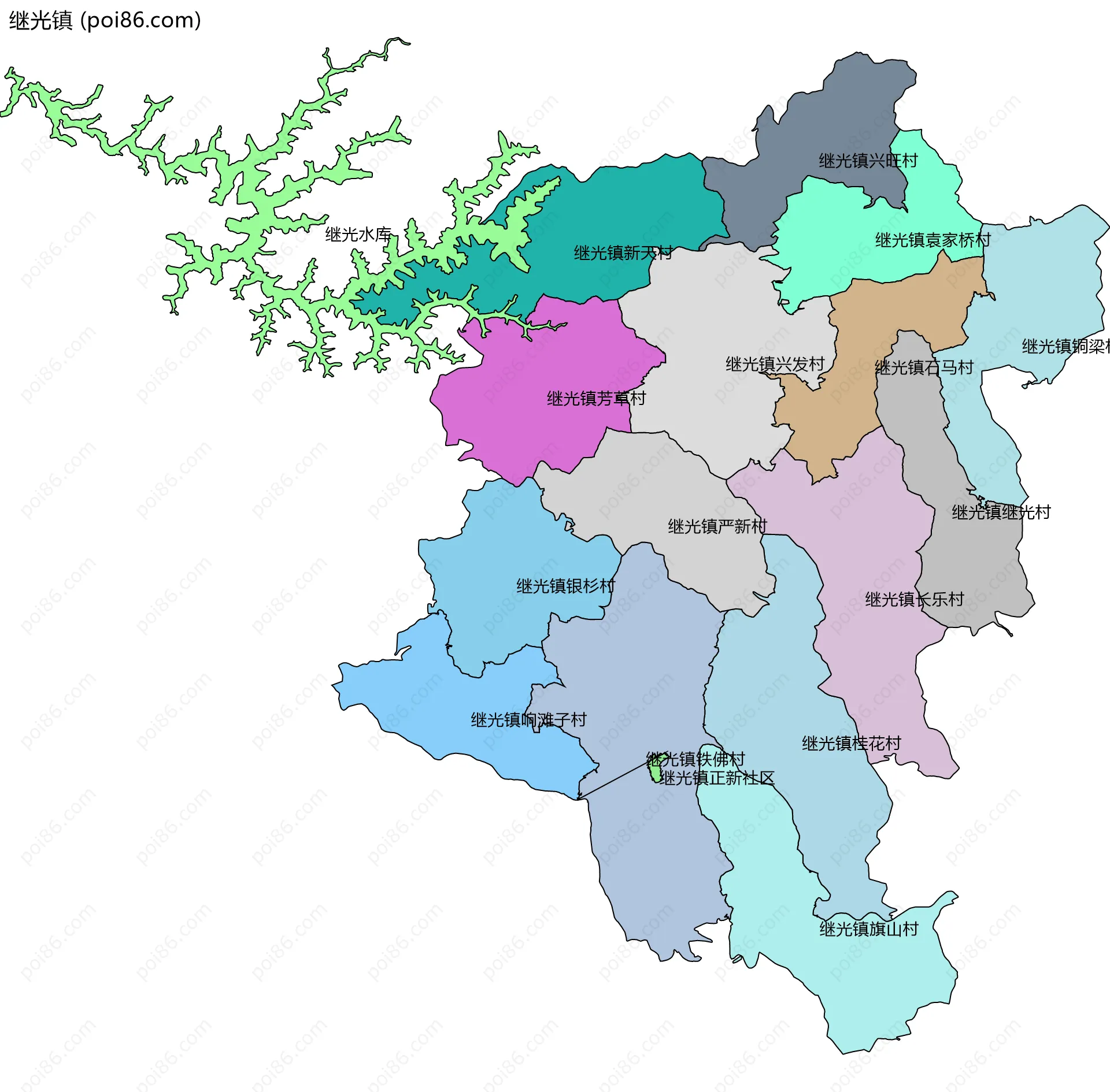 继光镇边界地图(五级行政区划)