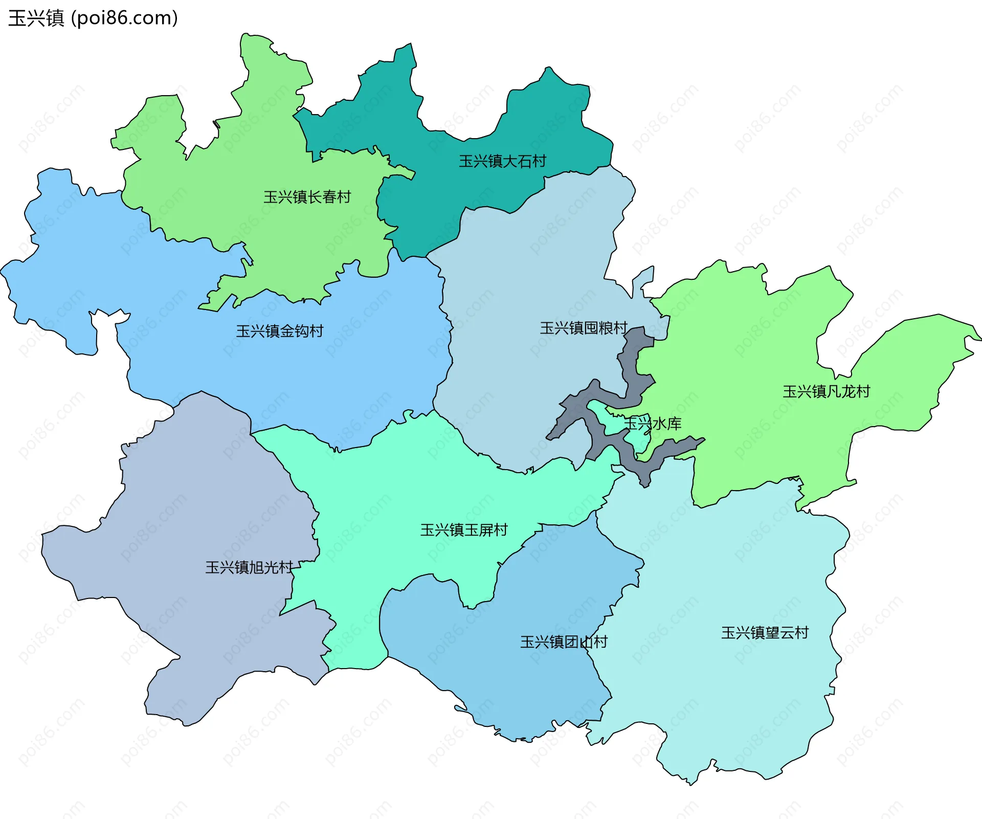 玉兴镇边界地图(五级行政区划)