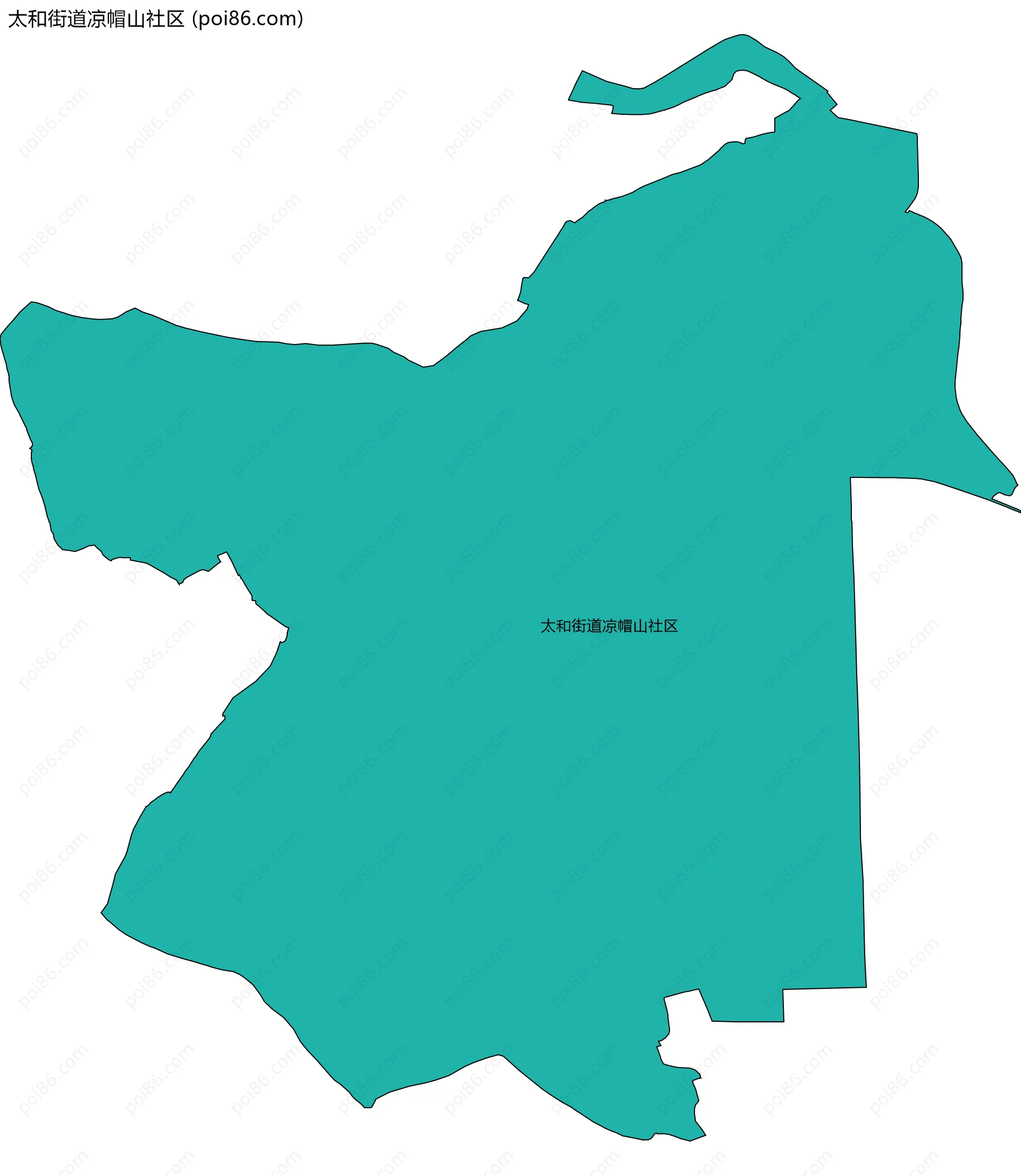 太和街道凉帽山社区边界地图