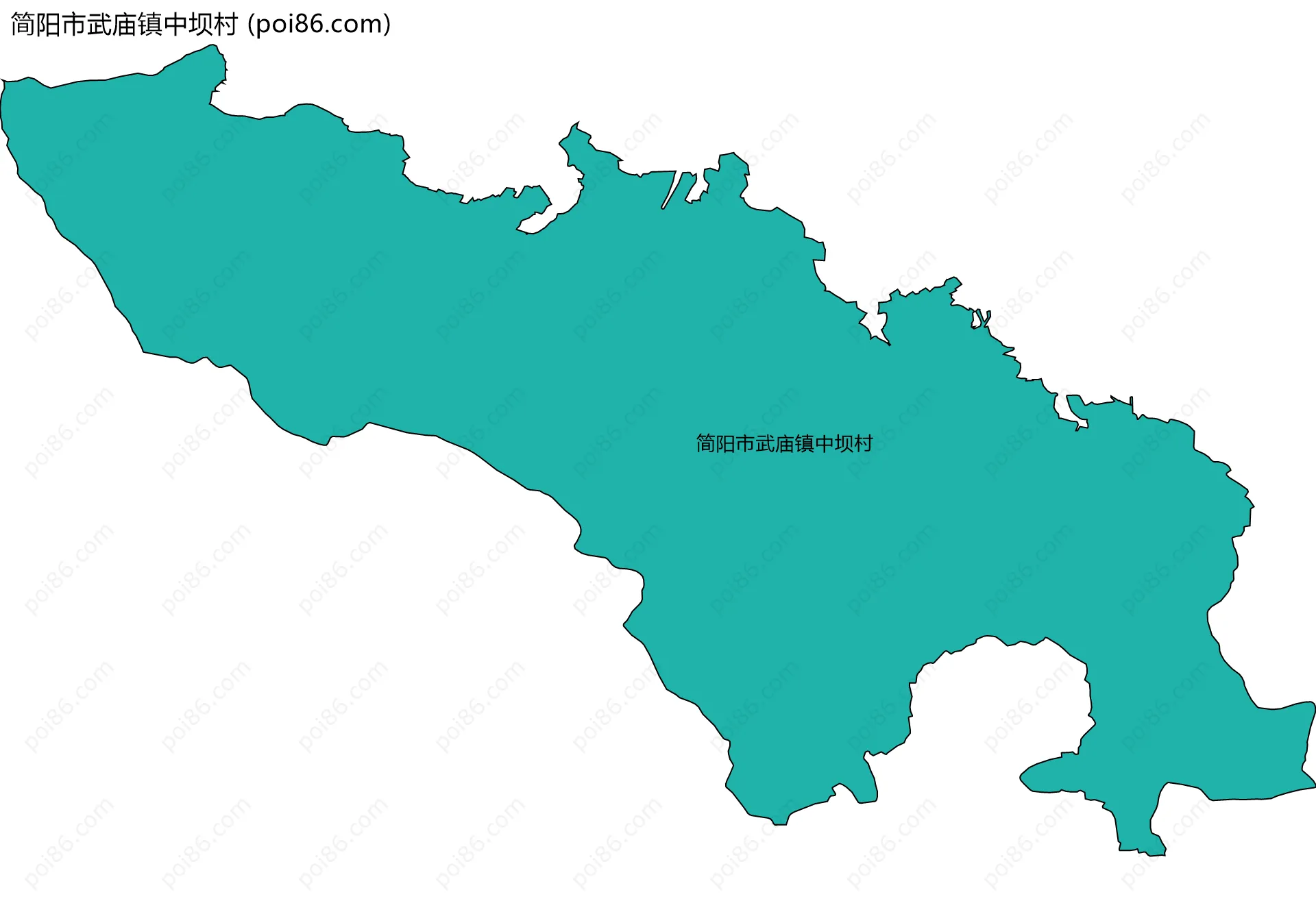 简阳市武庙镇中坝村边界地图