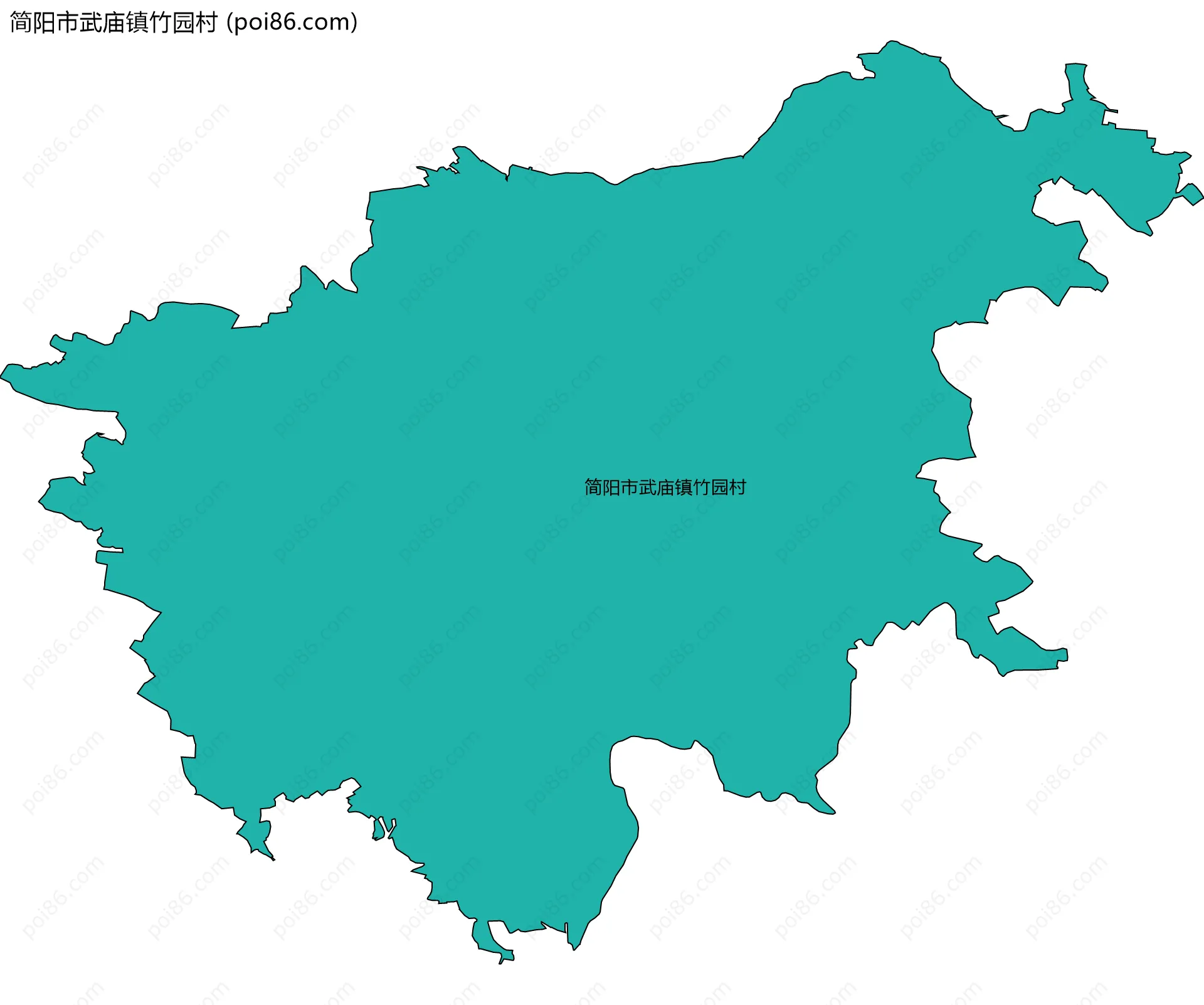 简阳市武庙镇竹园村边界地图