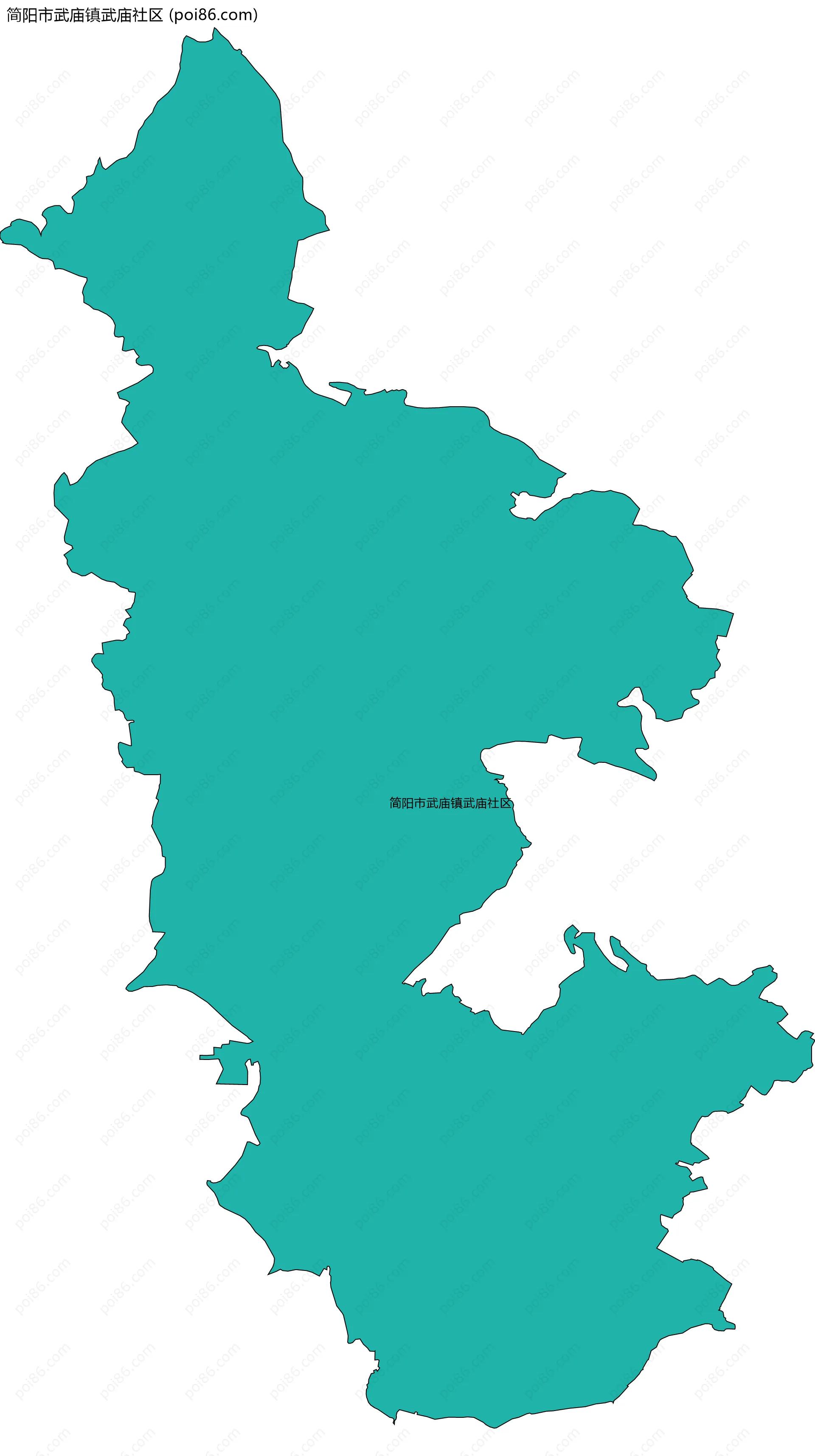 简阳市武庙镇武庙社区边界地图