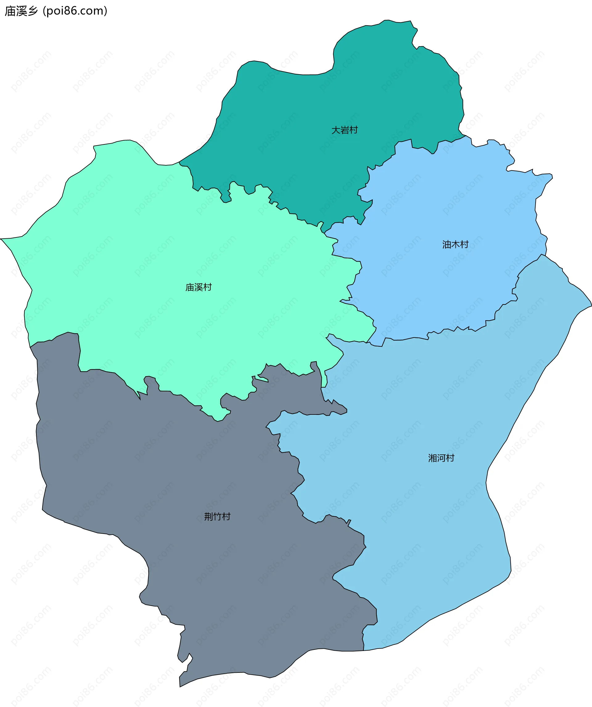 庙溪乡边界地图(五级行政区划)