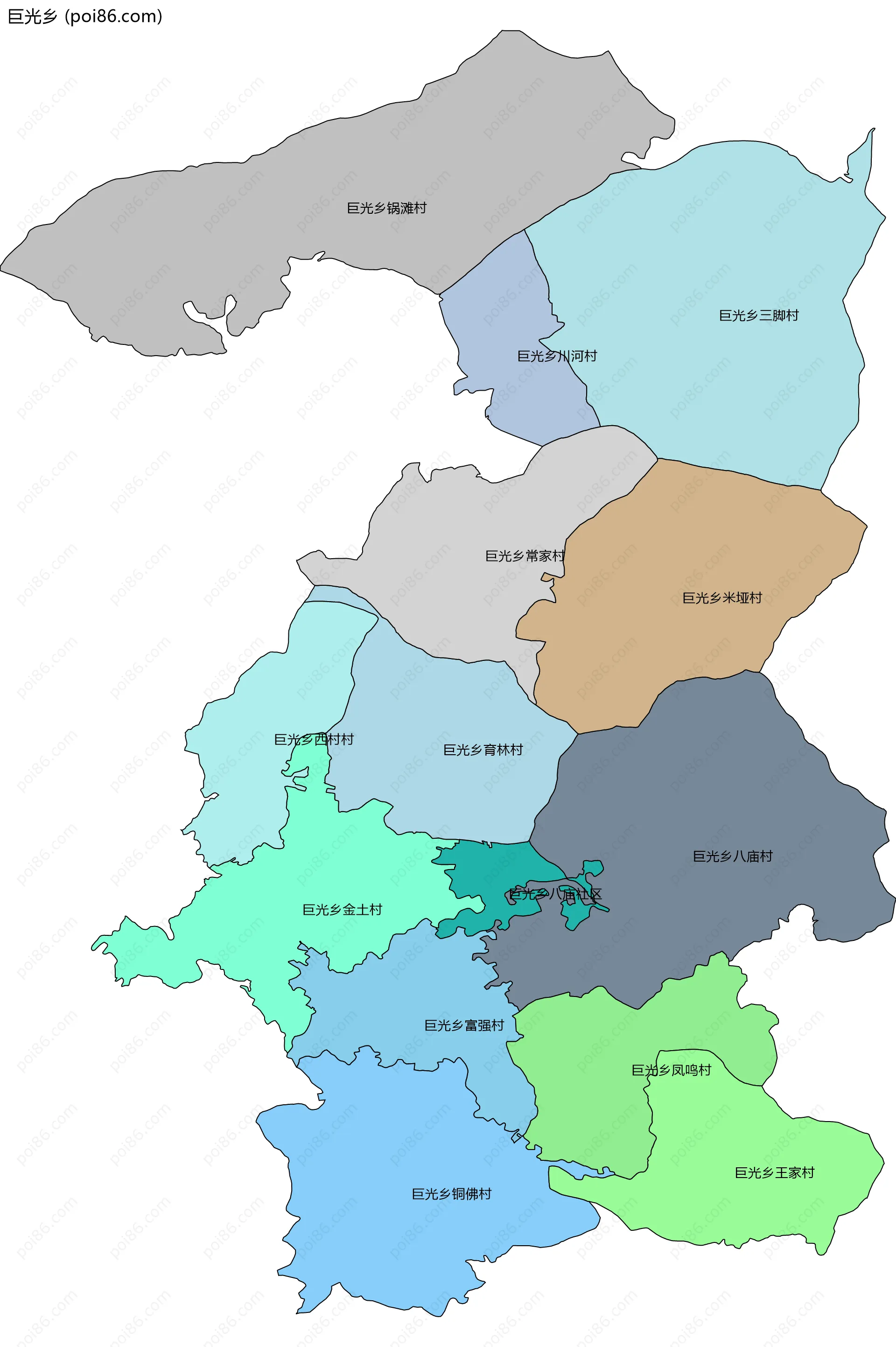 巨光乡边界地图(五级行政区划)