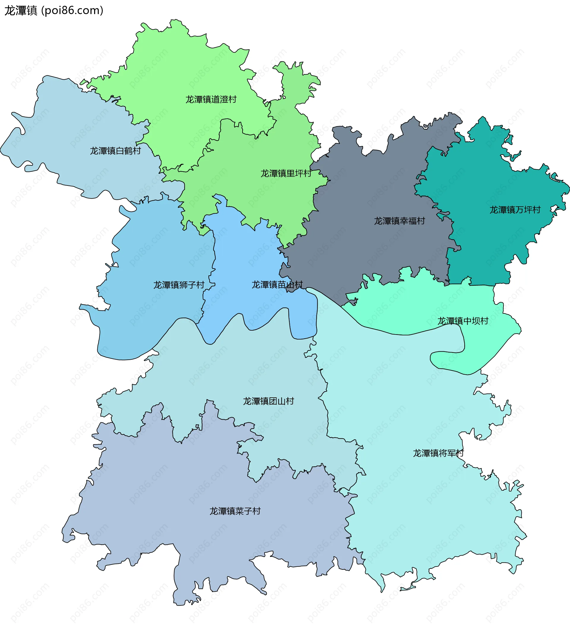 龙潭镇边界地图(五级行政区划)