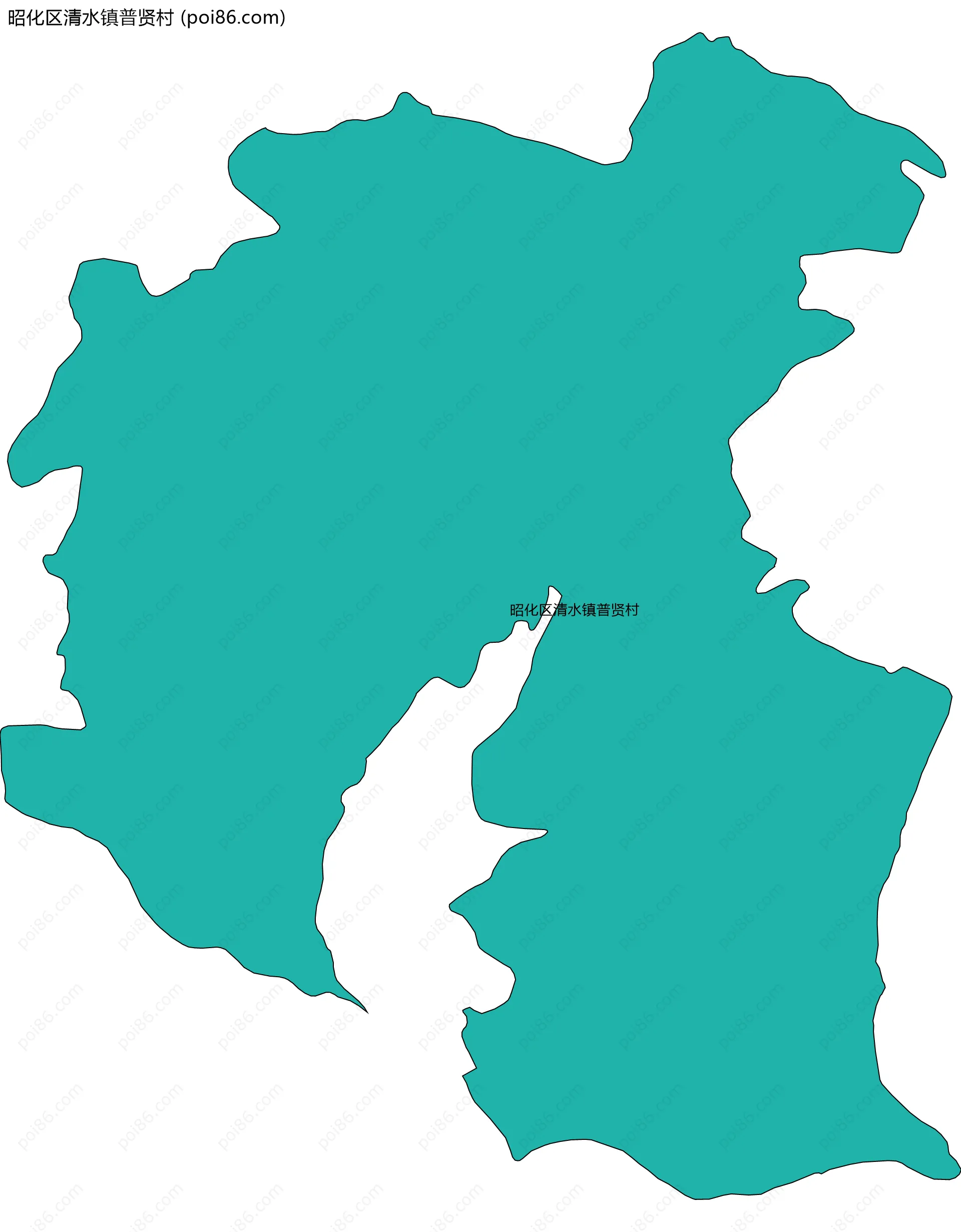 昭化区清水镇普贤村边界地图