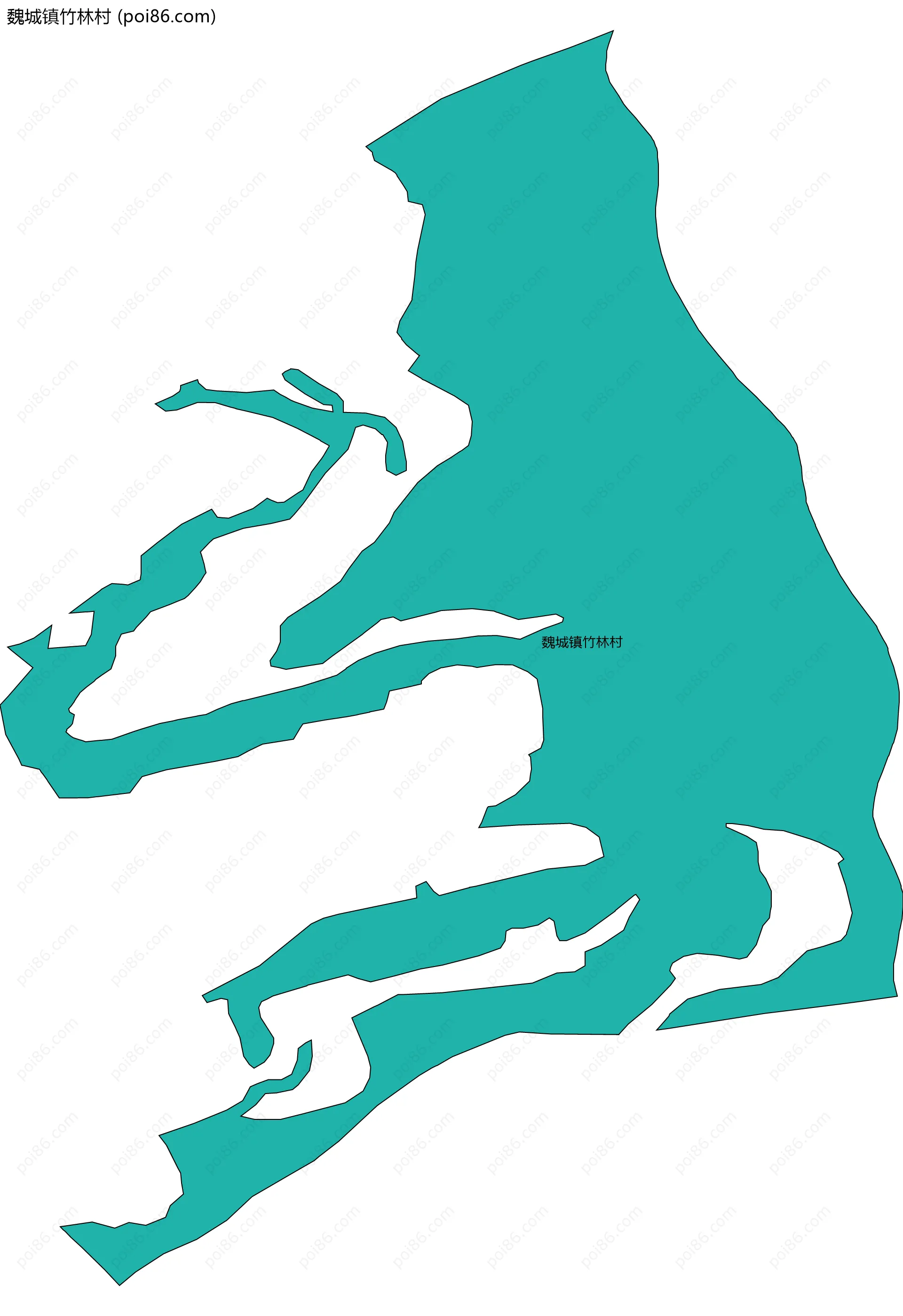 魏城镇竹林村边界地图