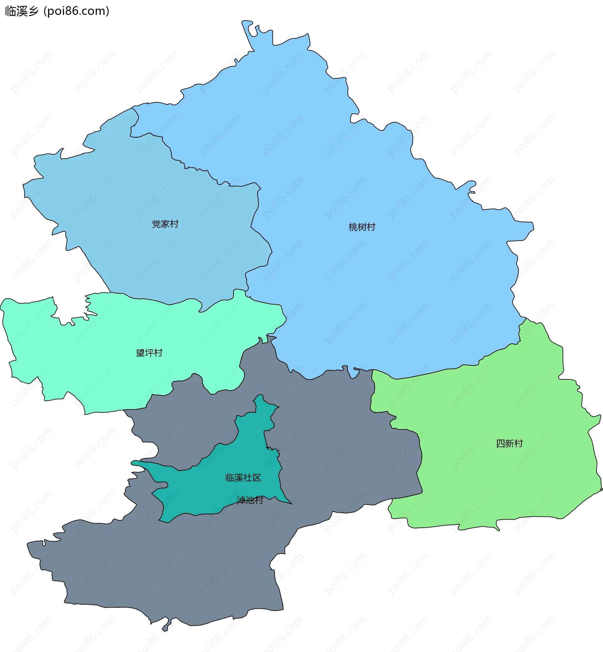 临溪乡边界地图(五级行政区划)