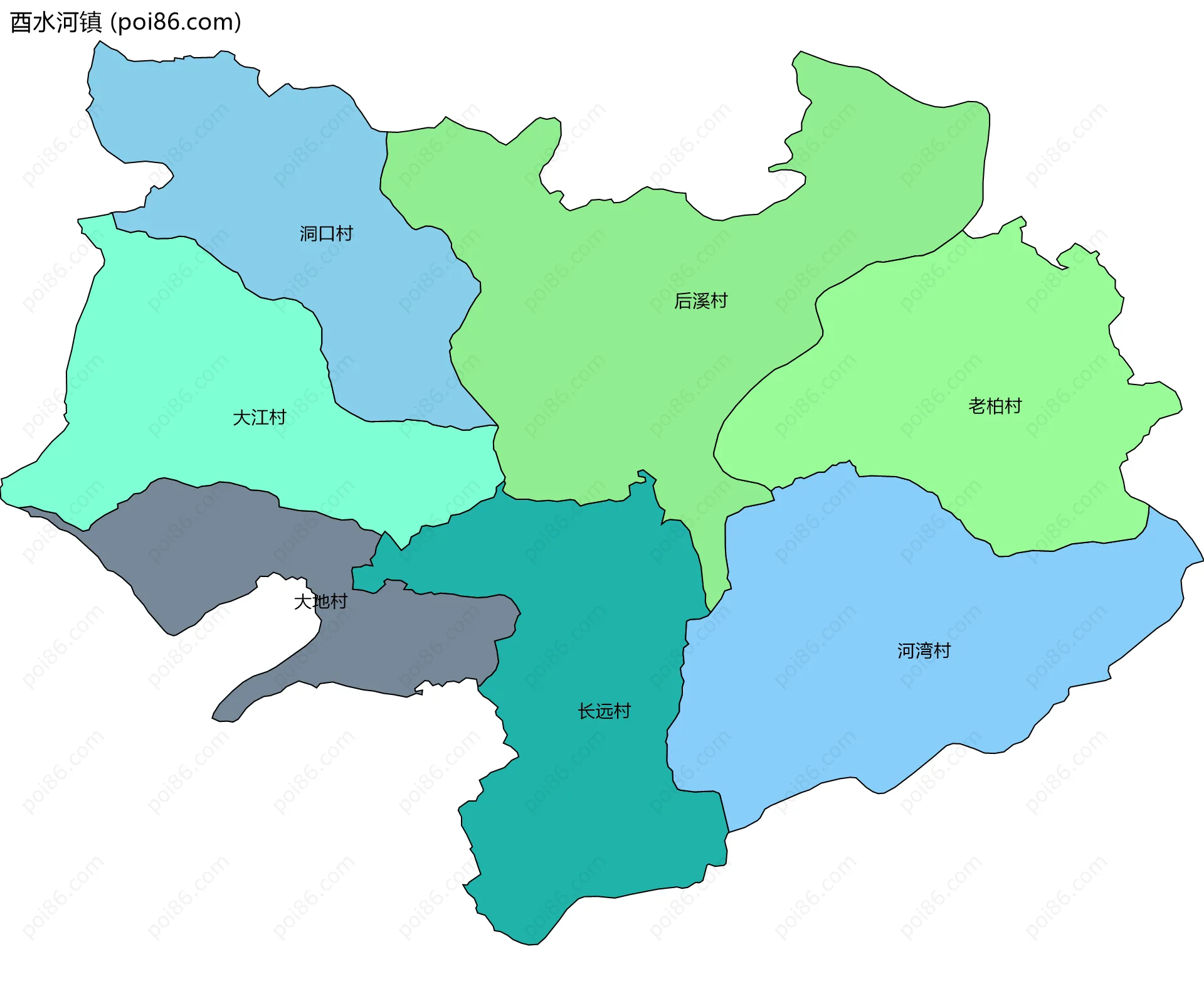 酉水河镇边界地图(五级行政区划)