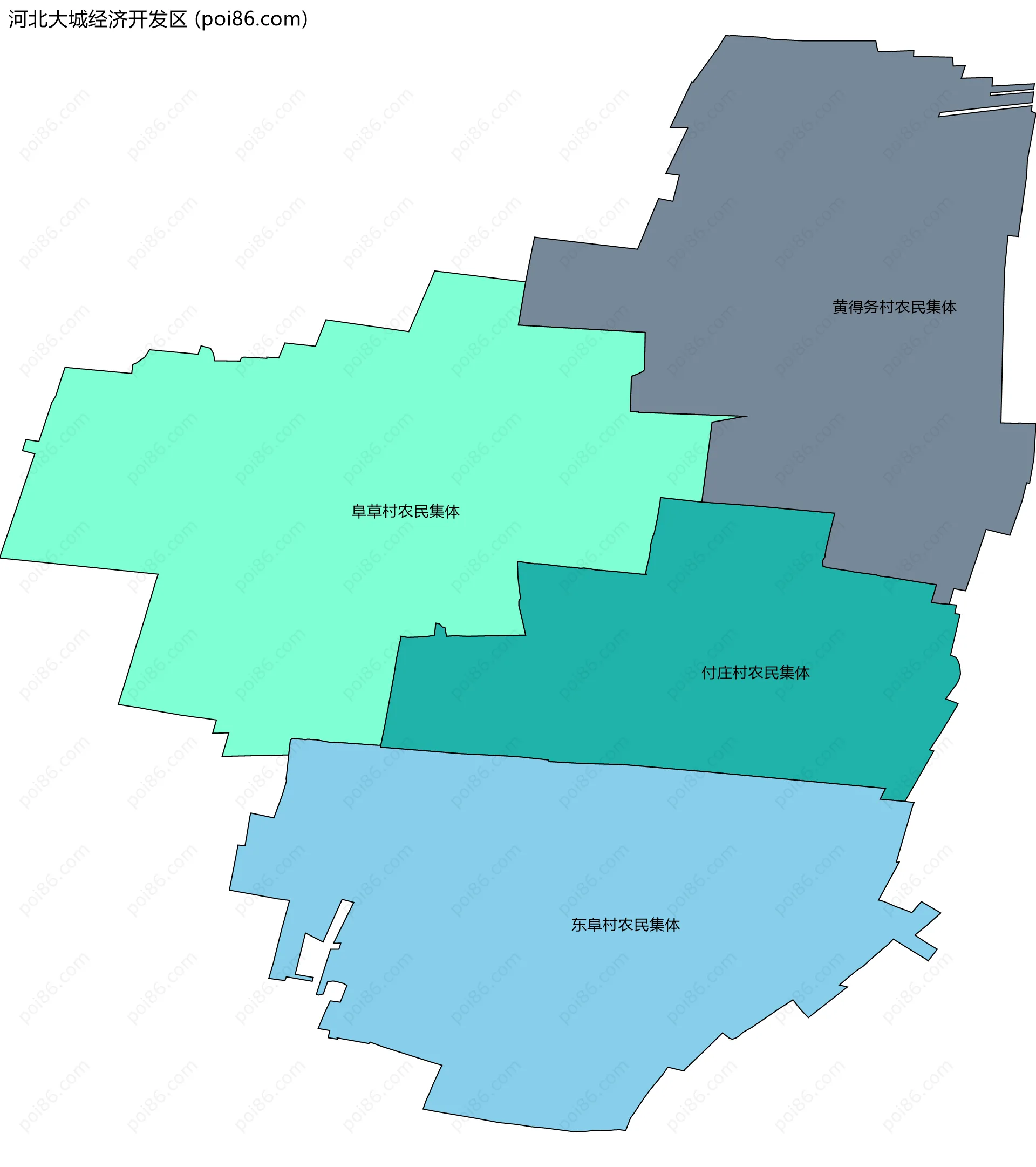 河北大城经济开发区边界地图(五级行政区划)