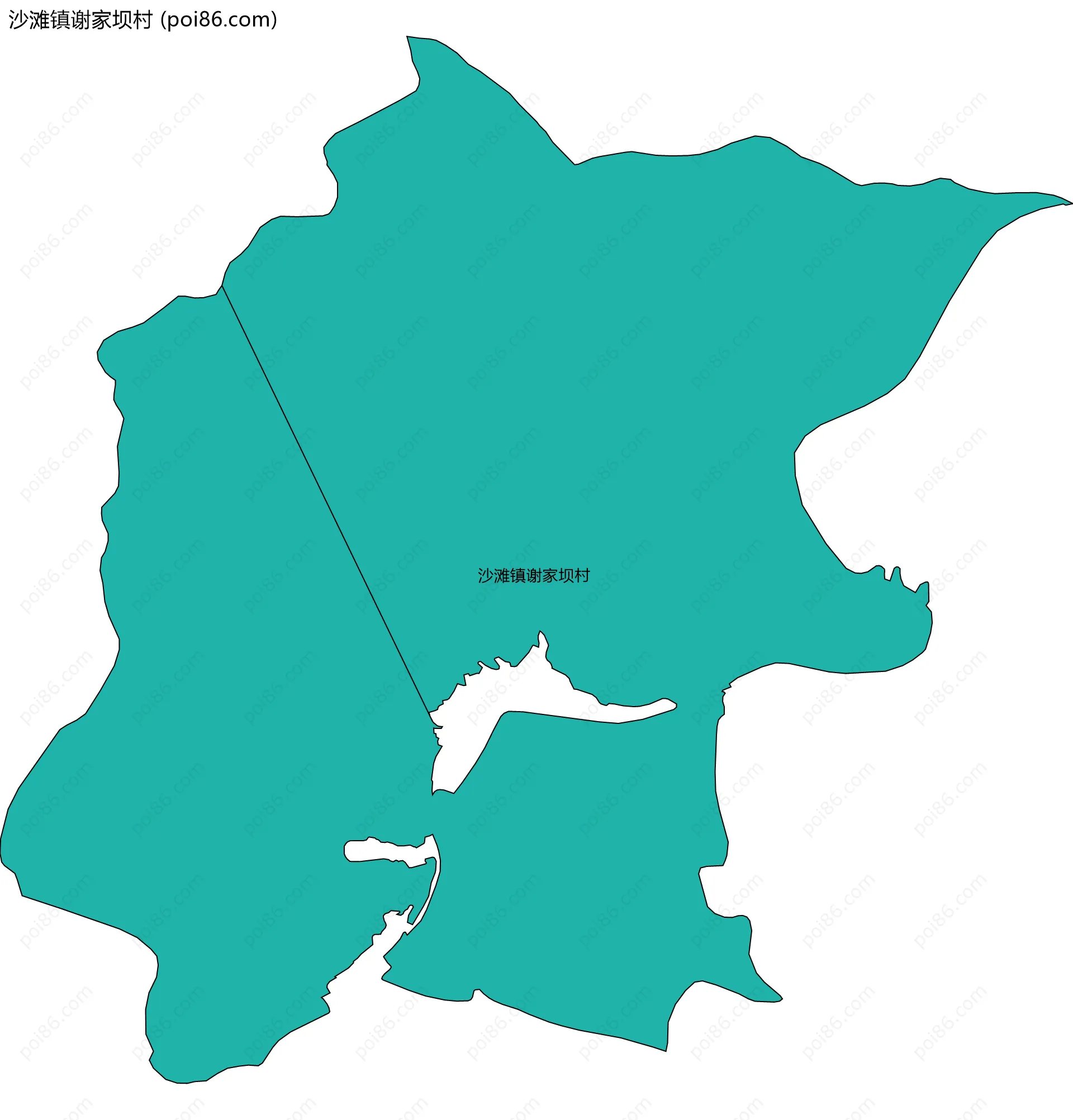 沙滩镇谢家坝村边界地图