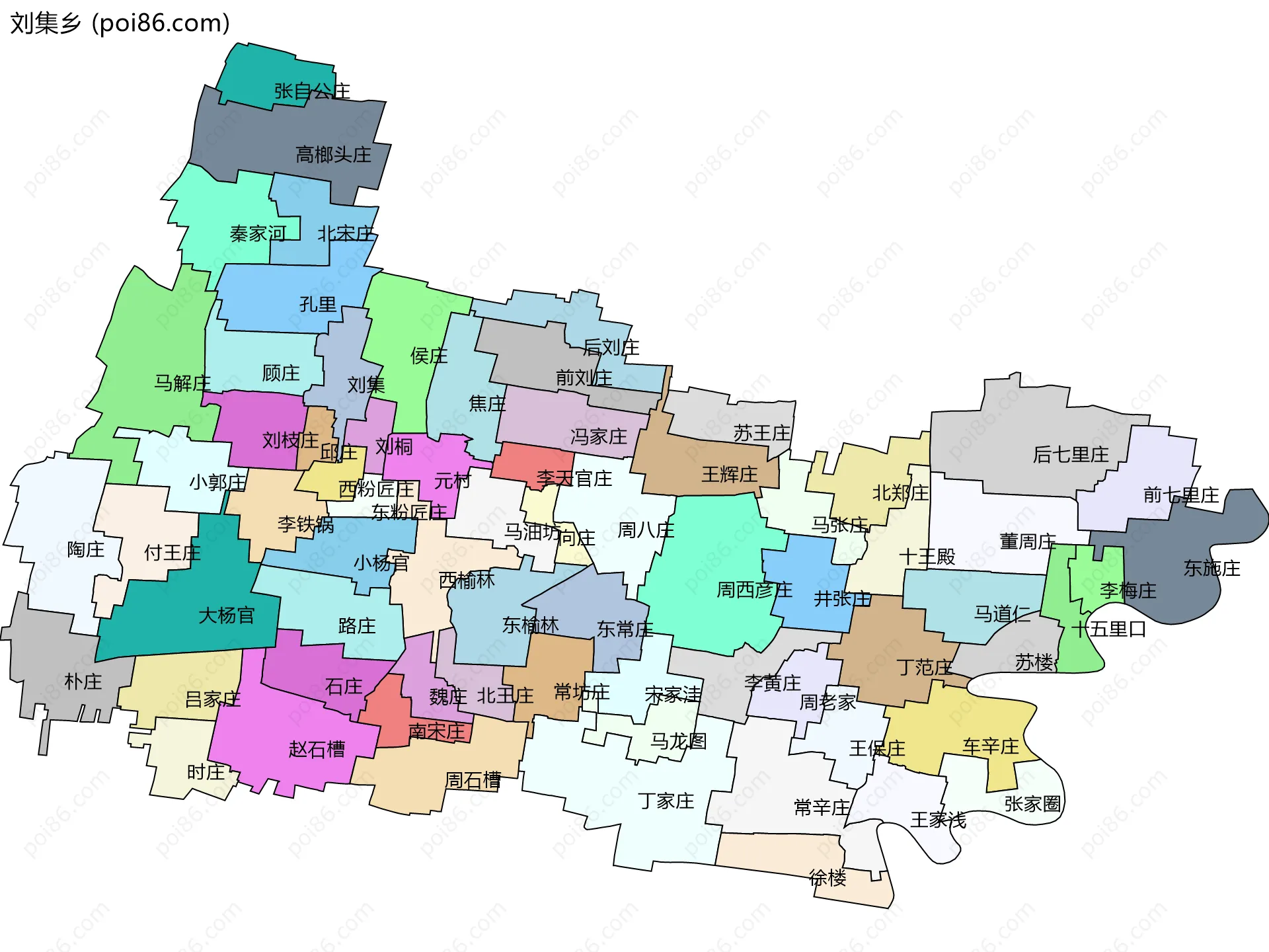 刘集乡边界地图(五级行政区划)