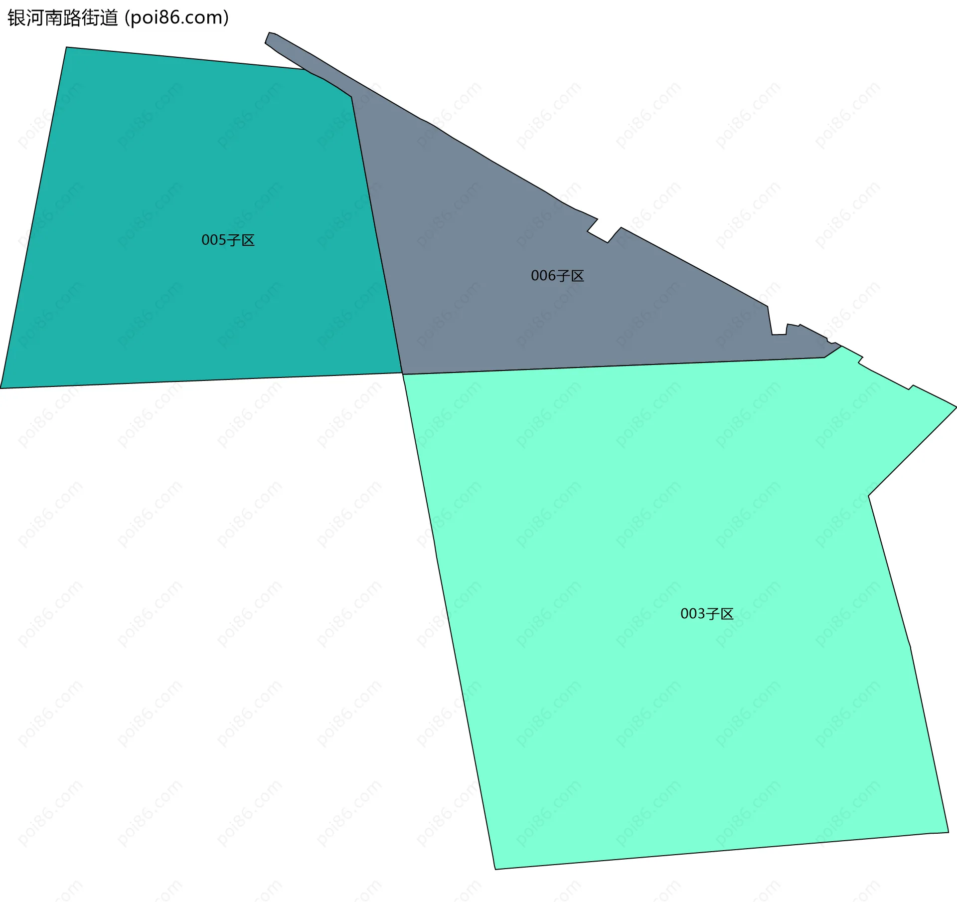 银河南路街道边界地图(五级行政区划)
