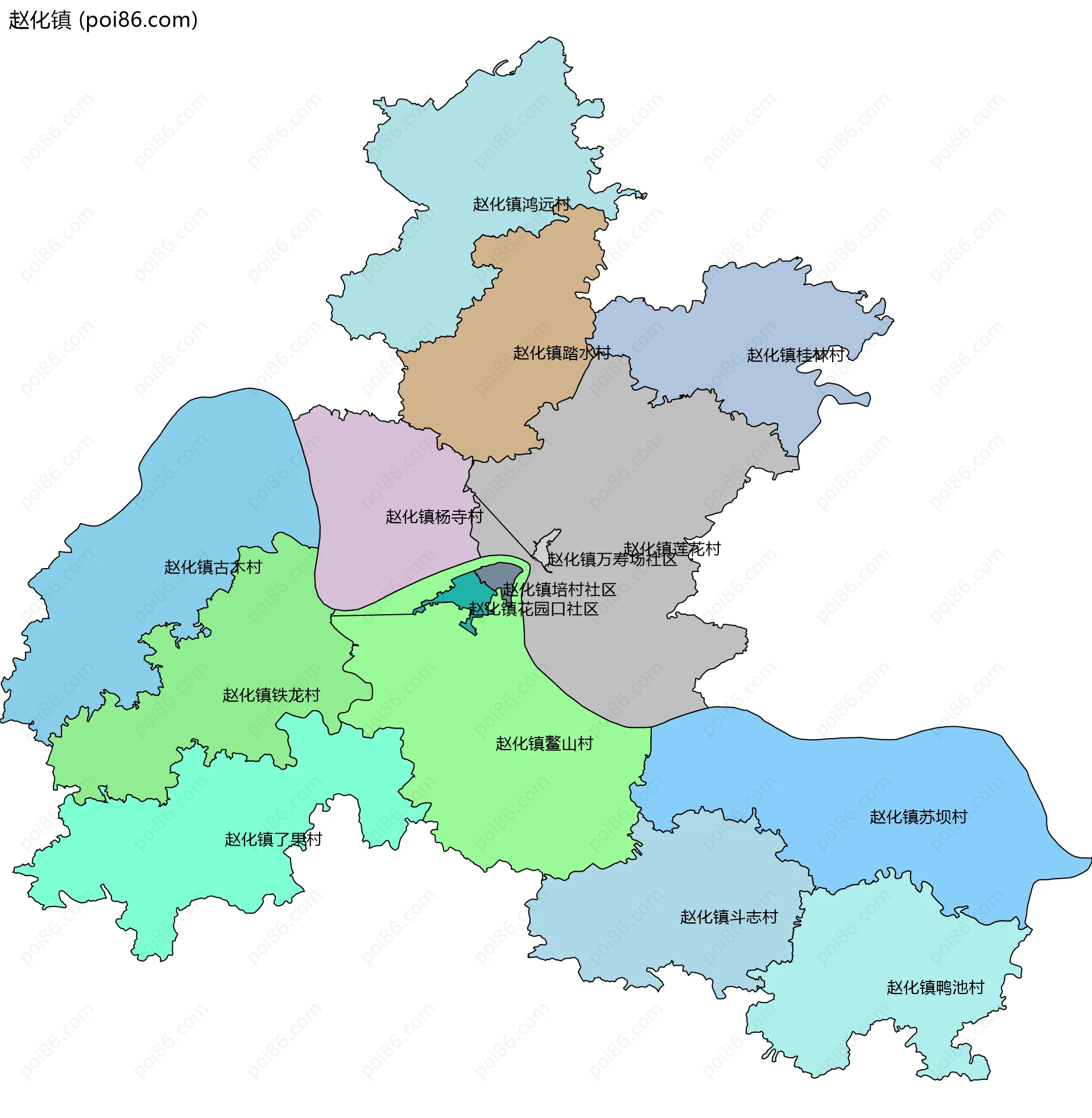赵化镇边界地图(五级行政区划)