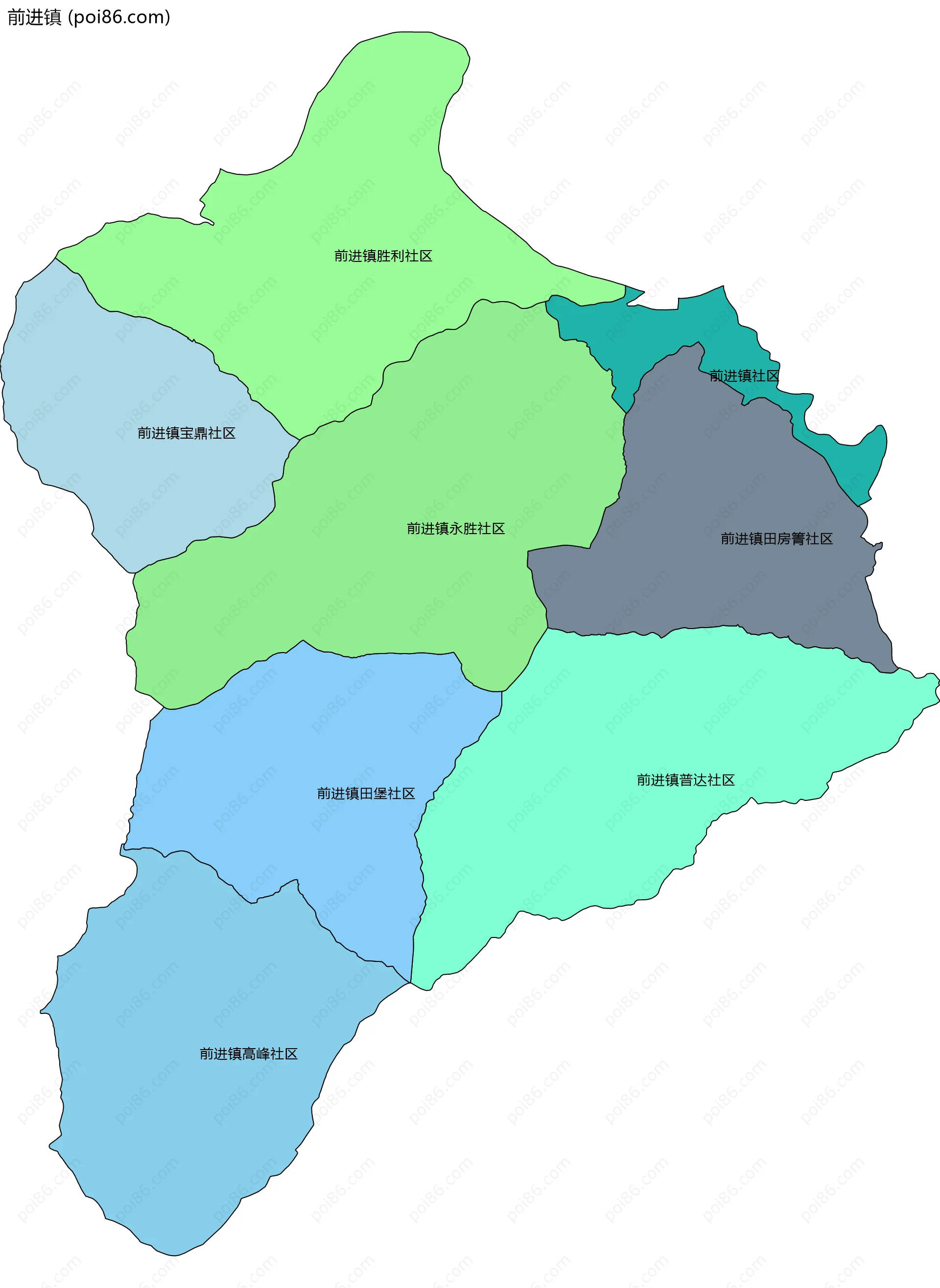 前进镇边界地图(五级行政区划)