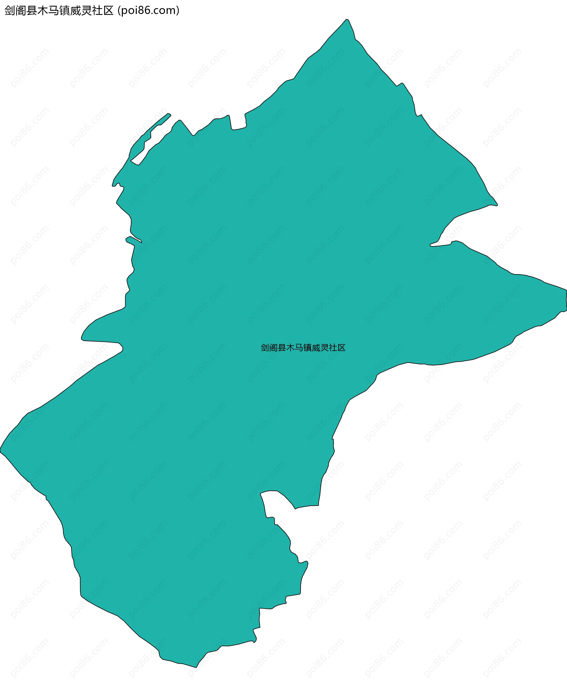 剑阁县木马镇威灵社区边界地图