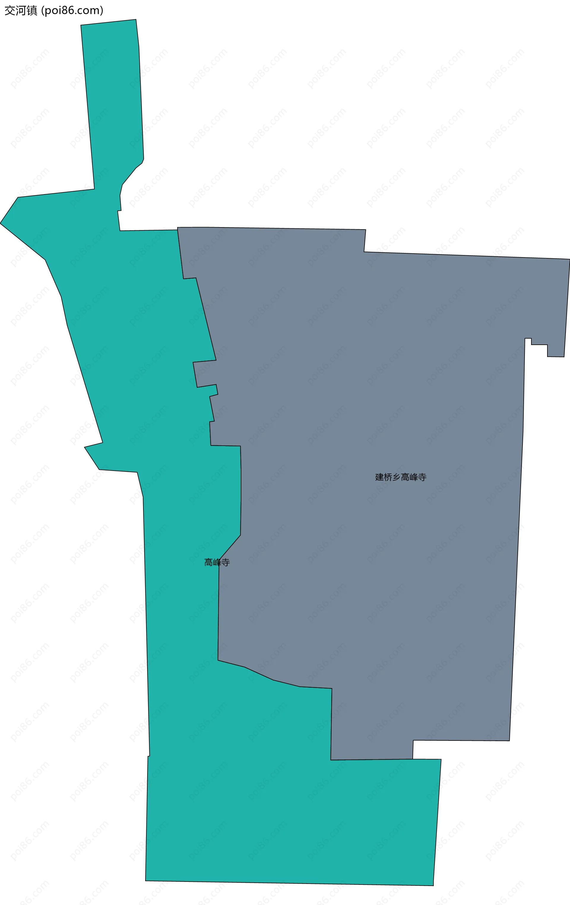 交河镇边界地图(五级行政区划)