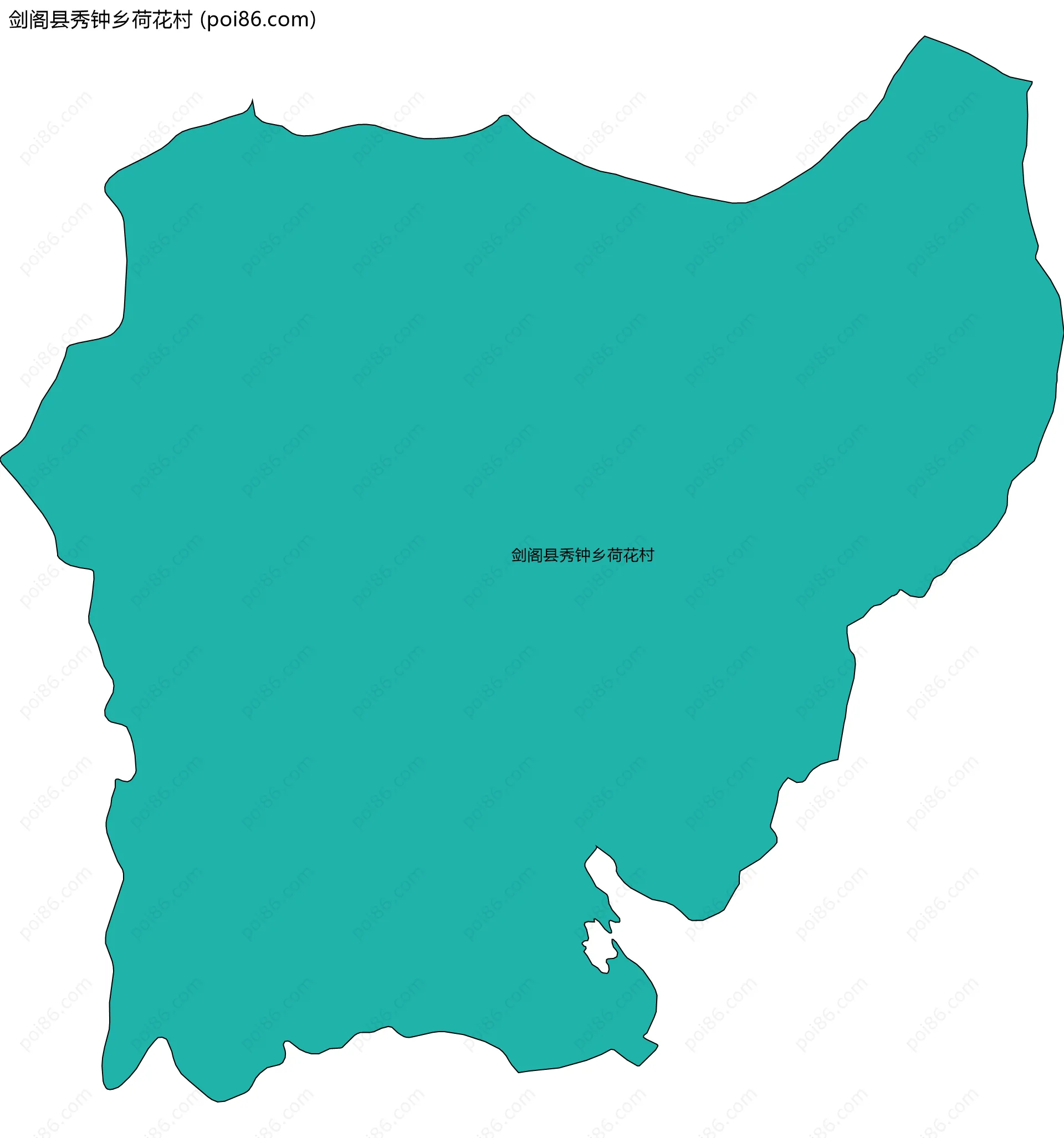 剑阁县秀钟乡荷花村边界地图