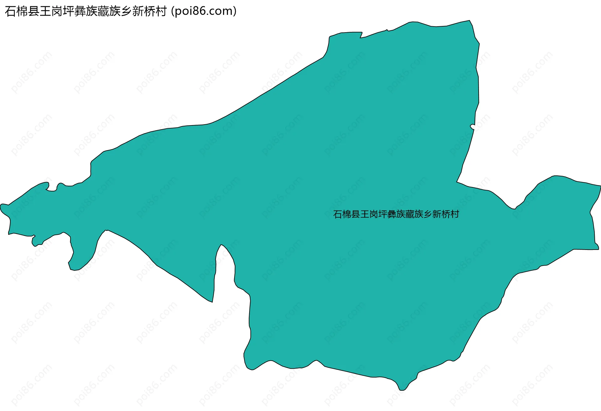 石棉县王岗坪彝族藏族乡新桥村边界地图