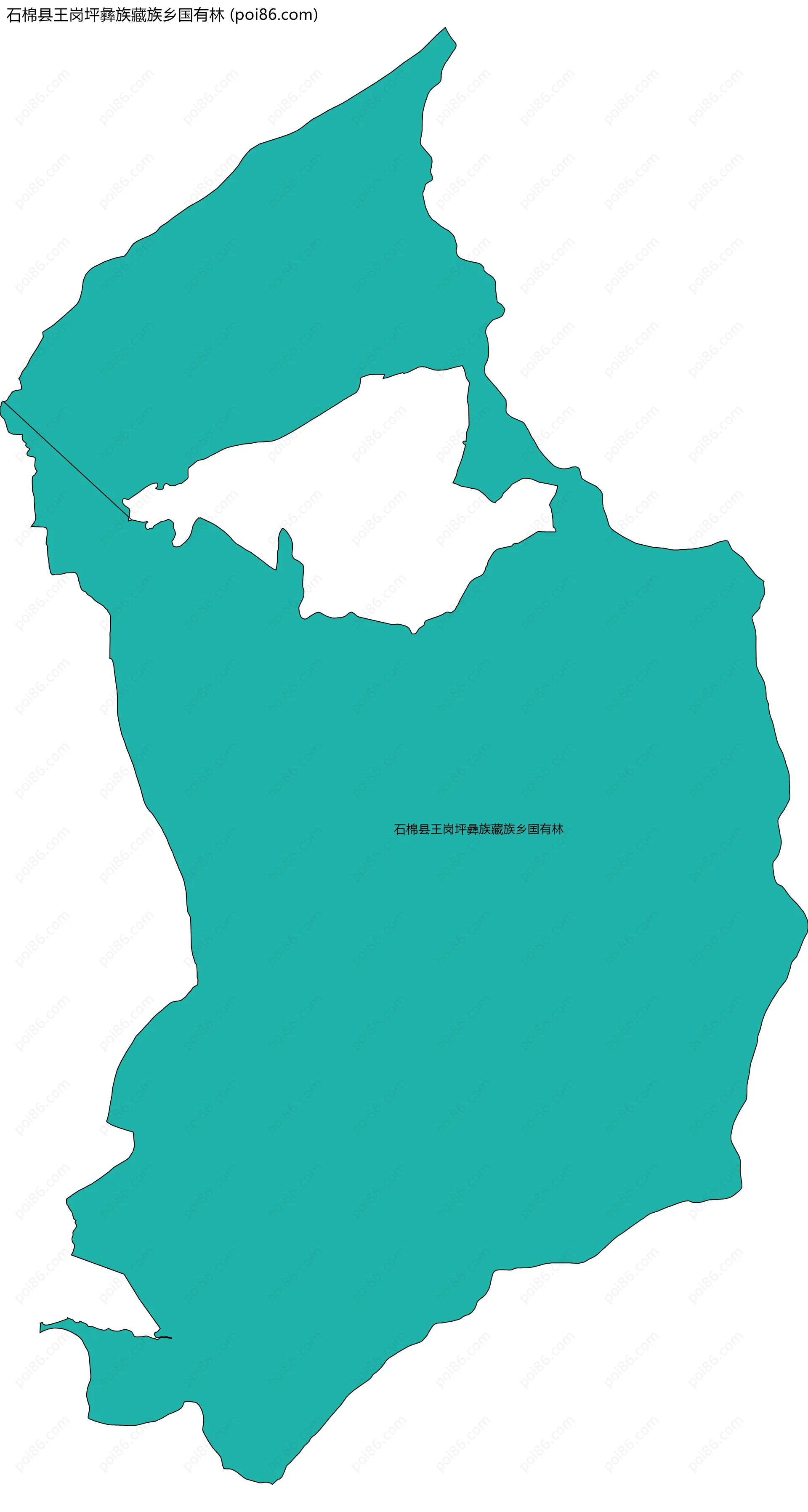 石棉县王岗坪彝族藏族乡国有林边界地图