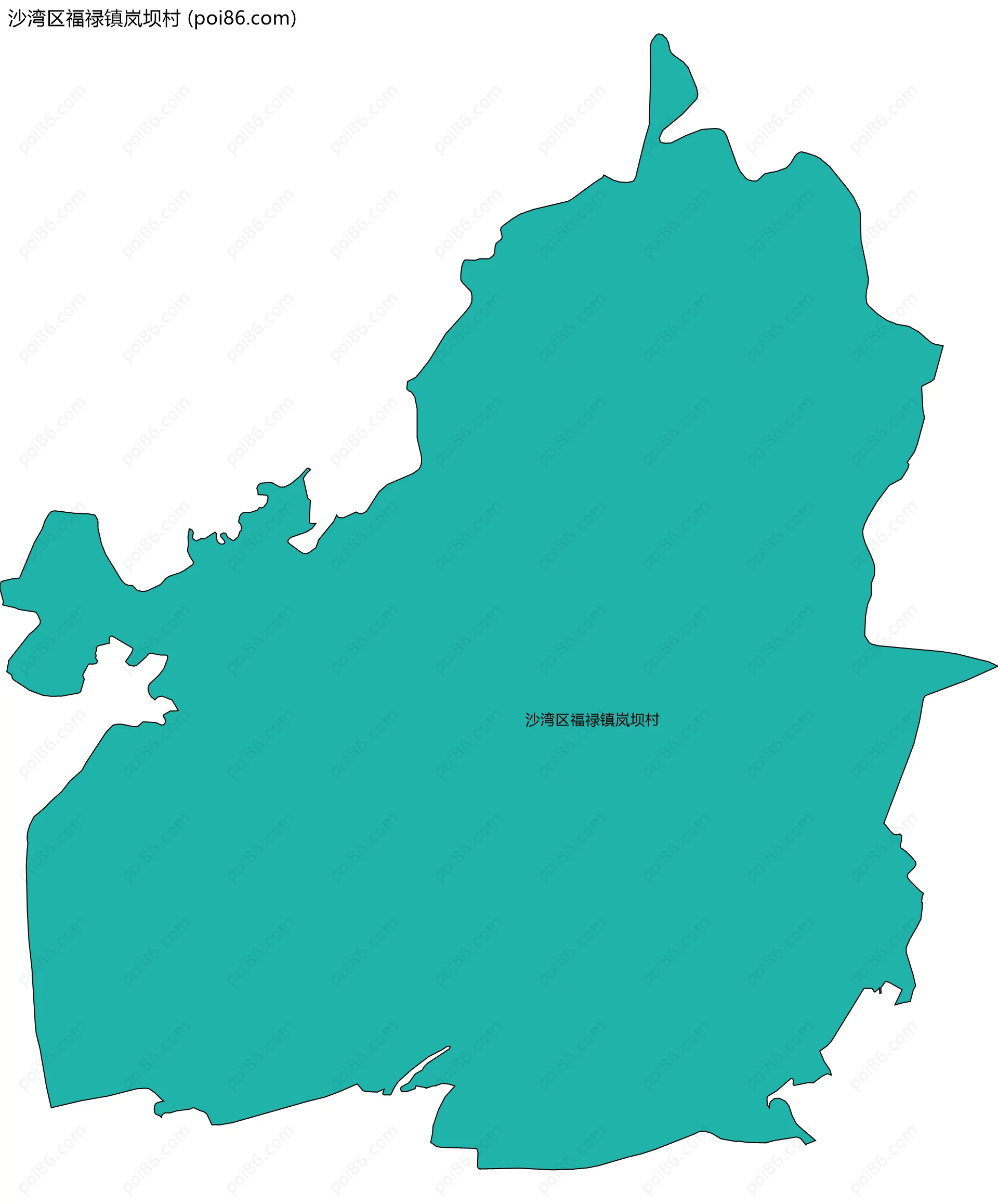 沙湾区福禄镇岚坝村边界地图