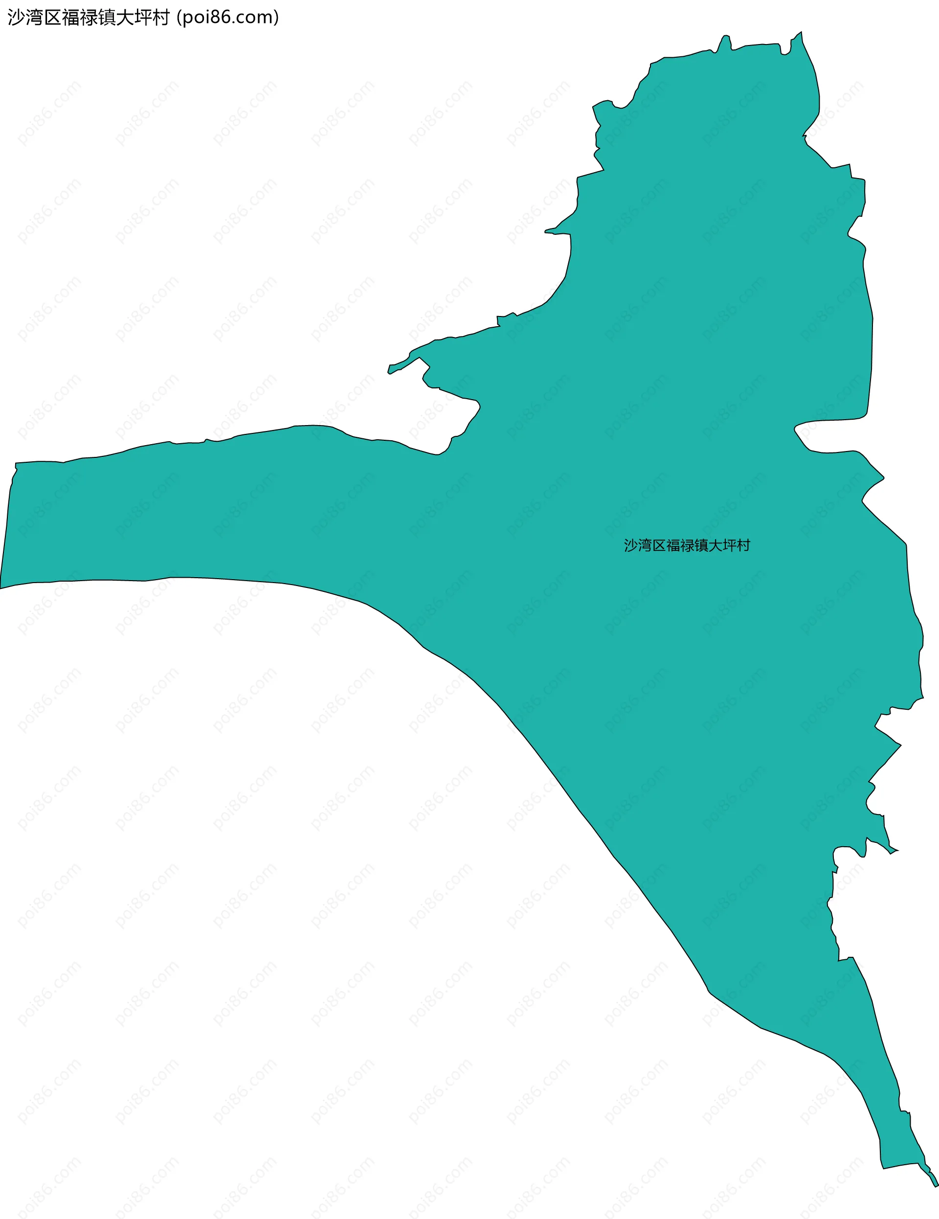 沙湾区福禄镇大坪村边界地图