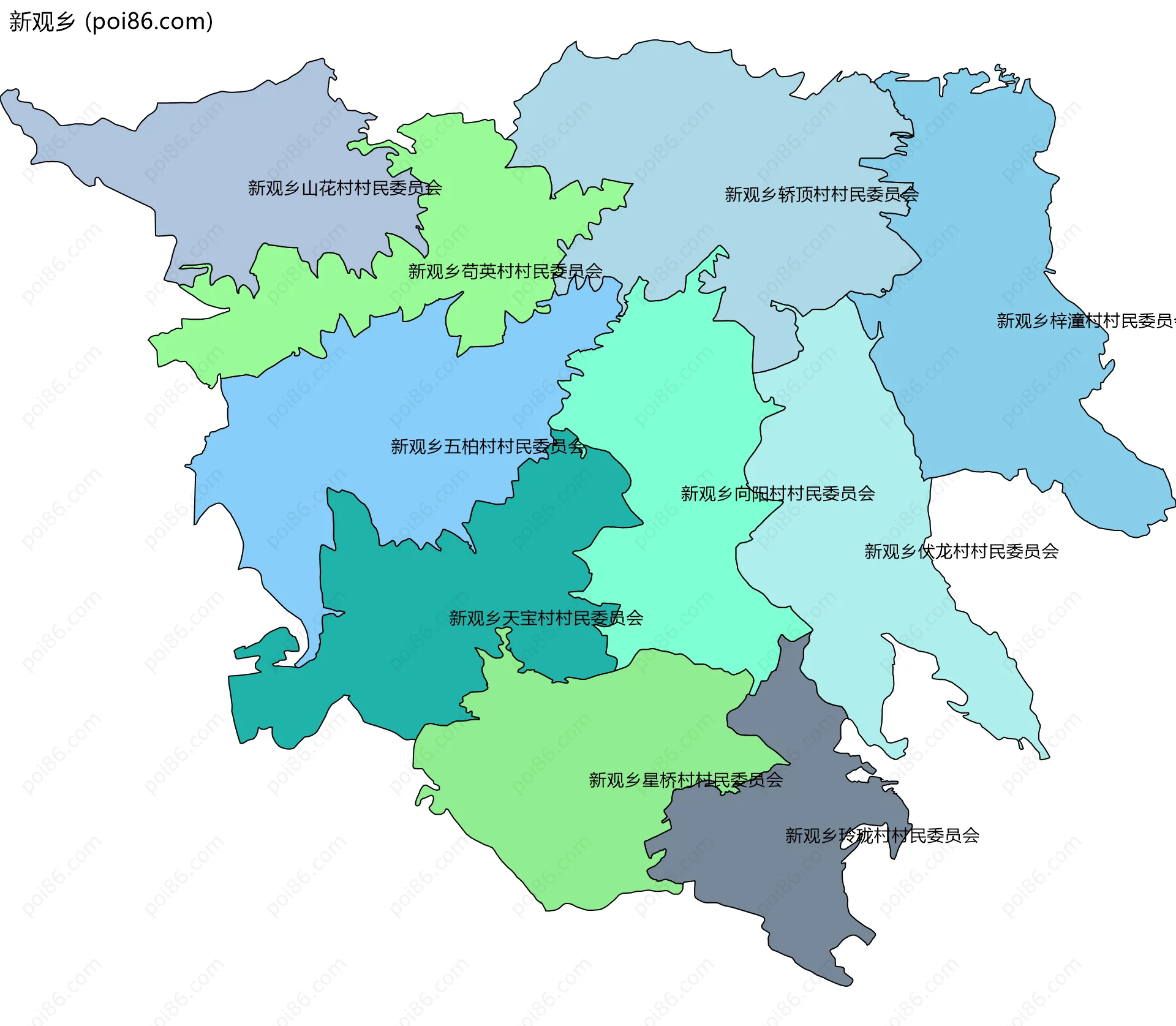 新观乡边界地图(五级行政区划)