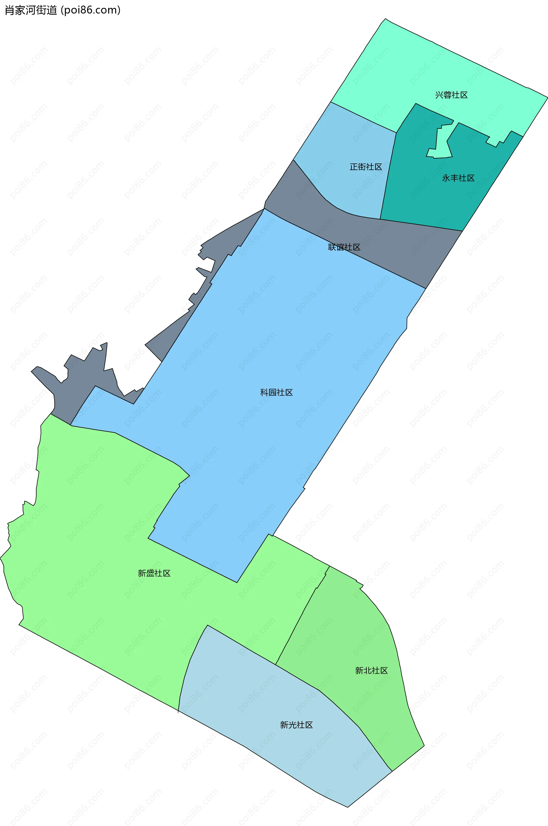 肖家河街道边界地图(五级行政区划)
