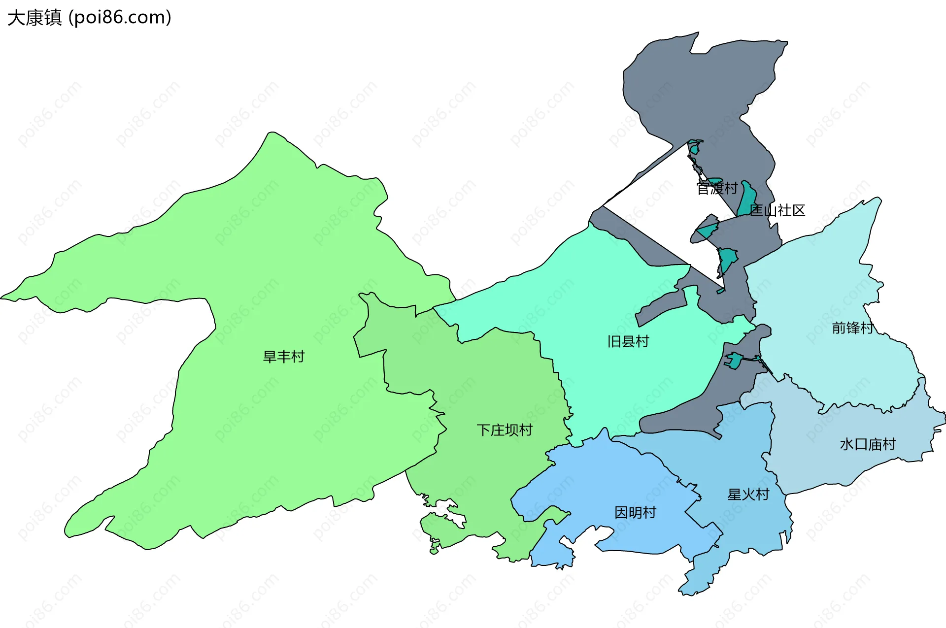 大康镇边界地图(五级行政区划)