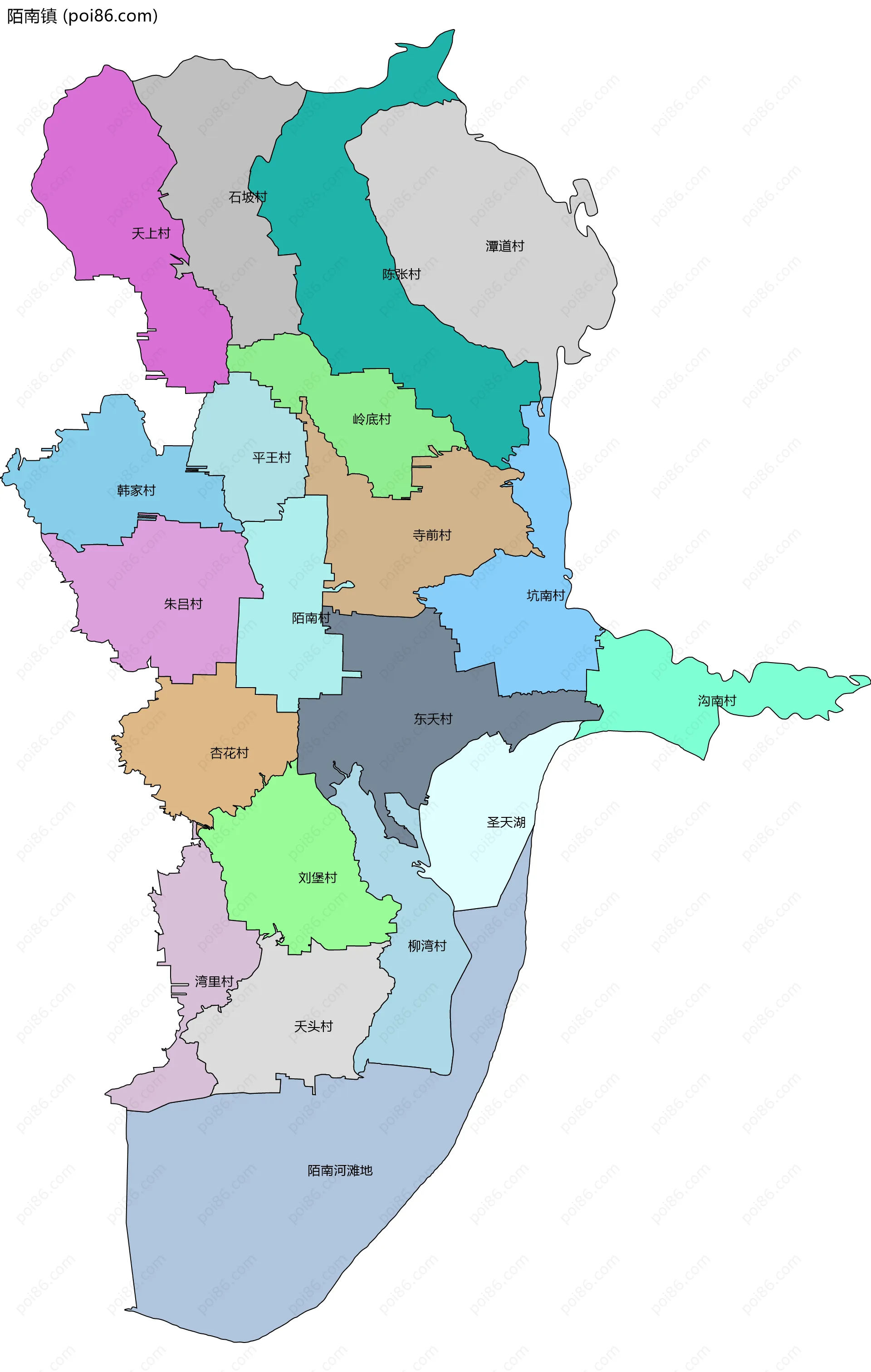 陌南镇边界地图(五级行政区划)