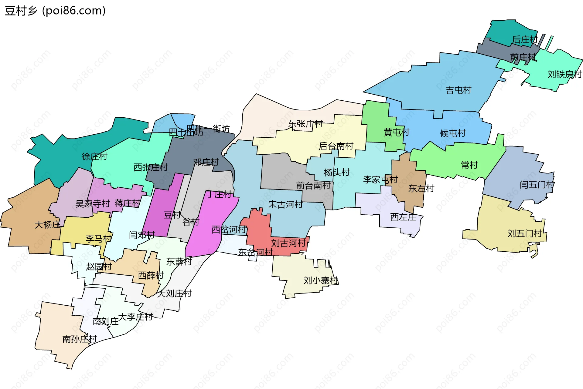 豆村乡边界地图(五级行政区划)