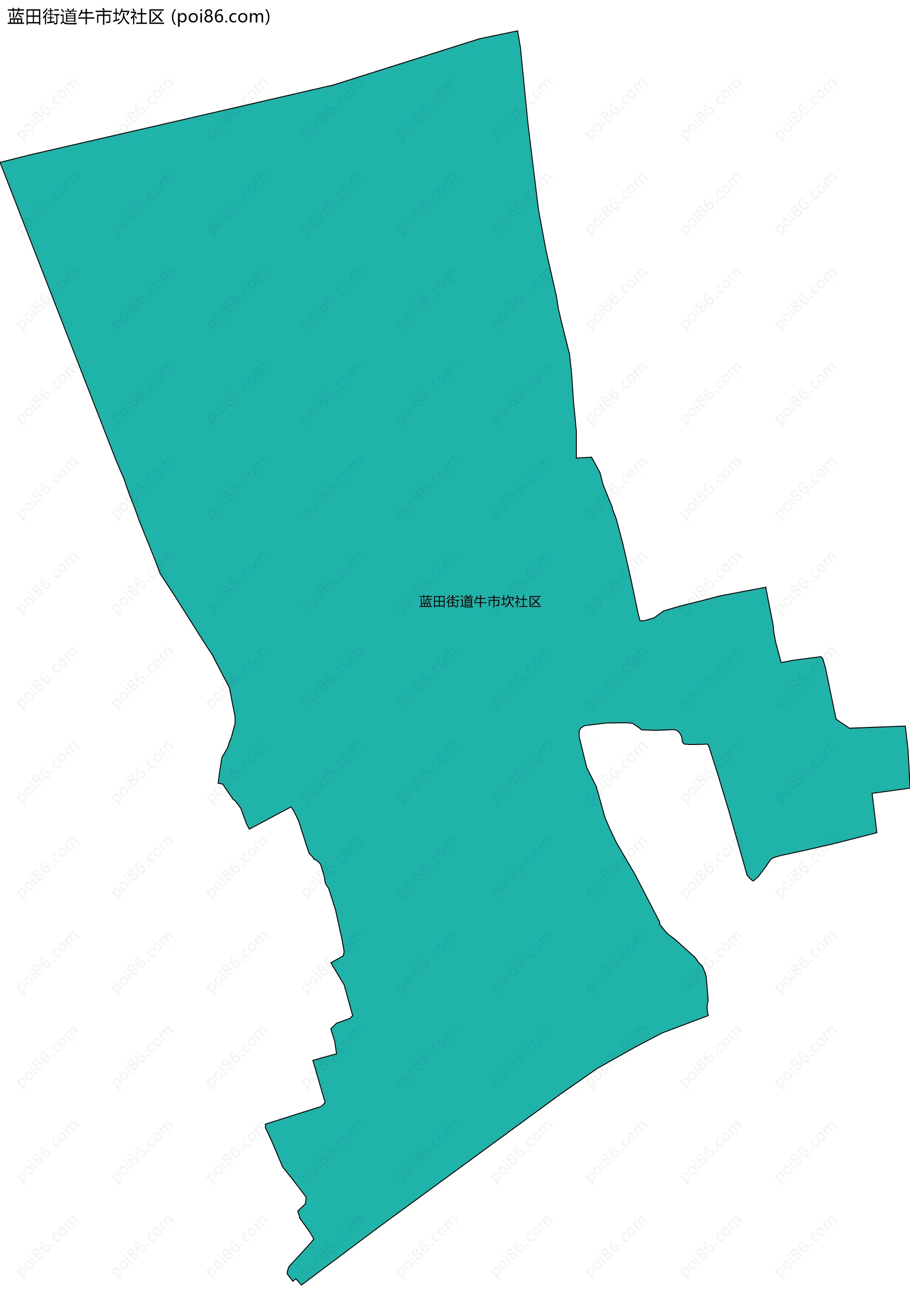 蓝田街道牛市坎社区边界地图