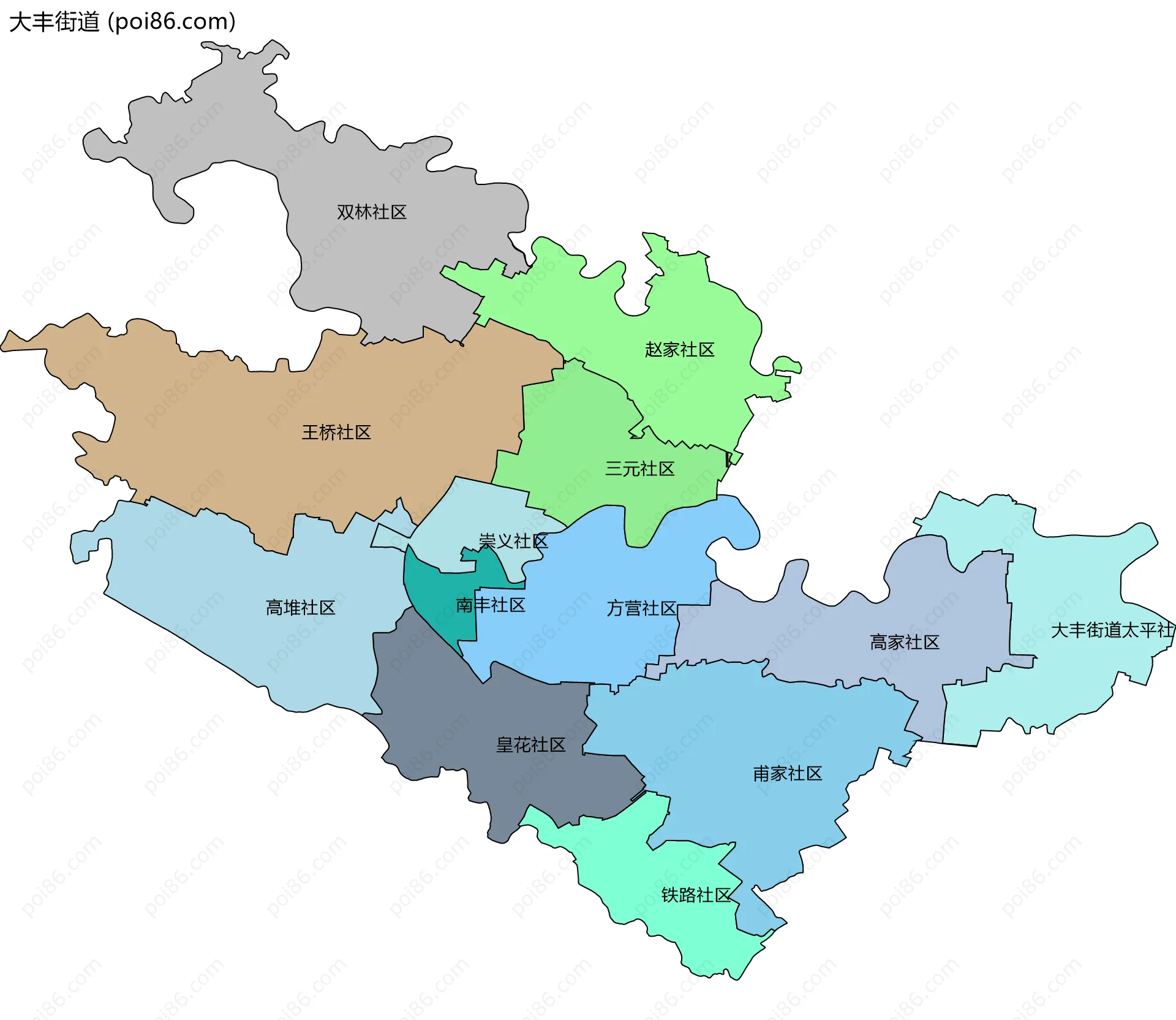 大丰街道边界地图(五级行政区划)