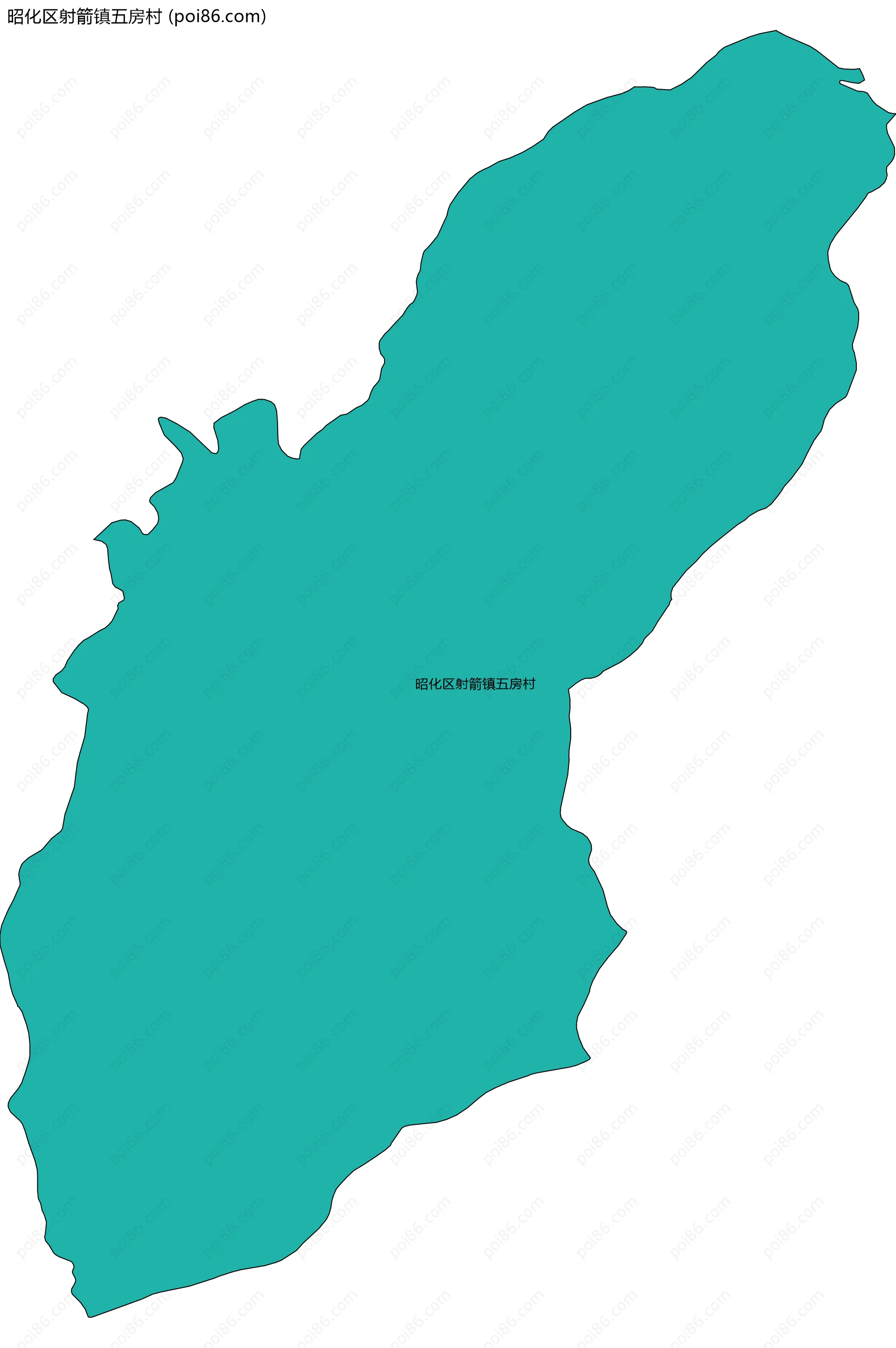 昭化区射箭镇五房村边界地图