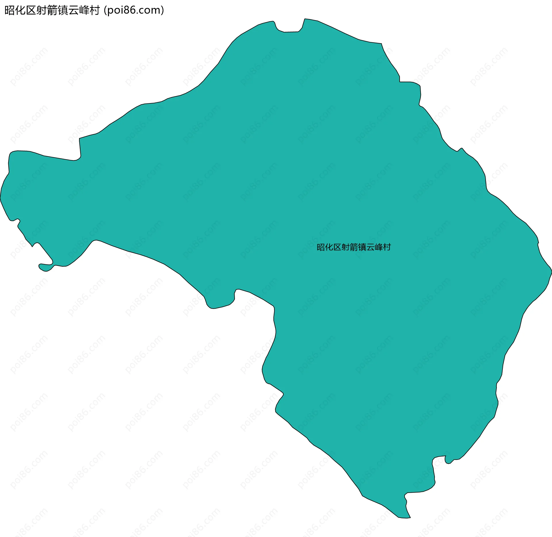 昭化区射箭镇云峰村边界地图