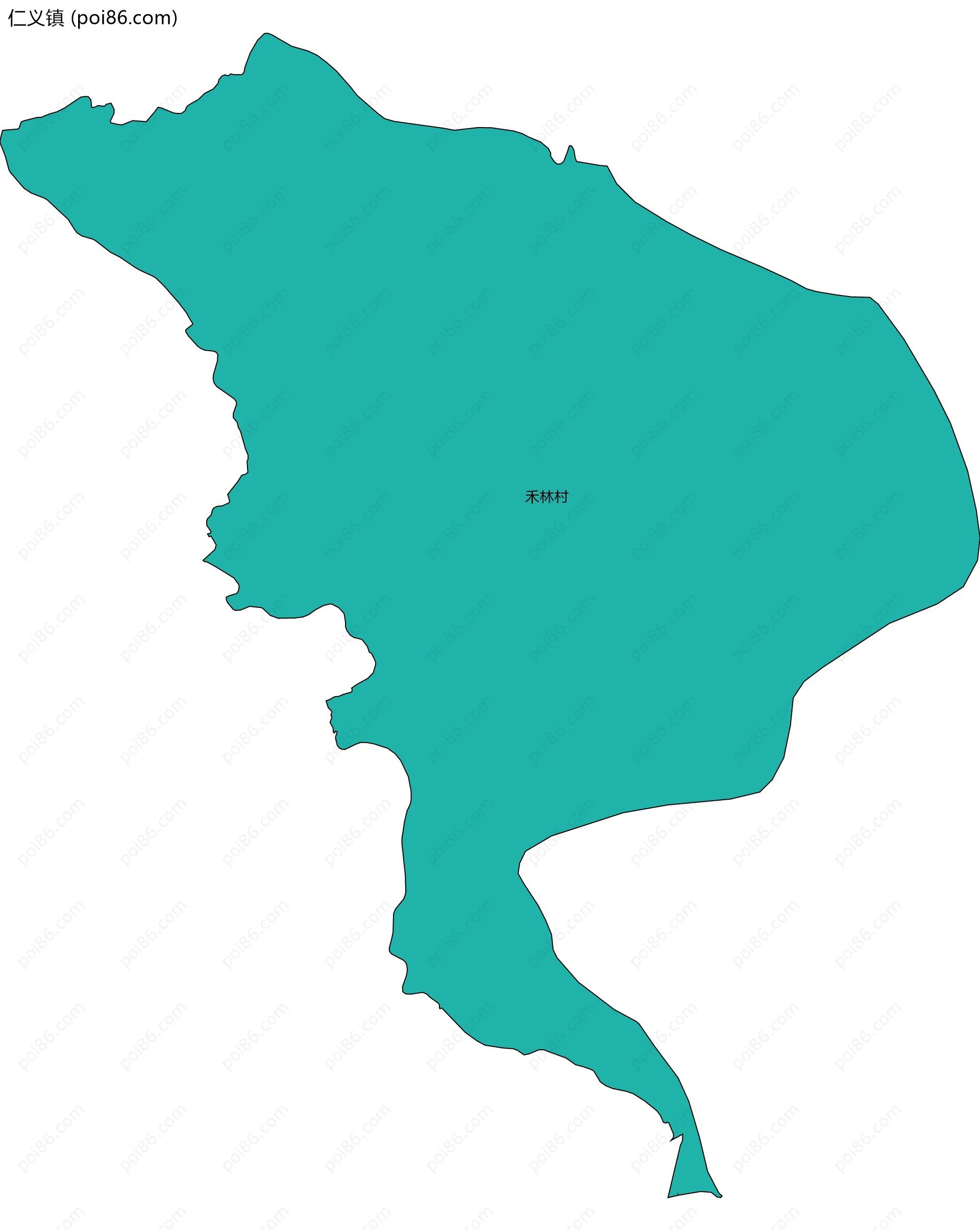 仁义镇边界地图(五级行政区划)