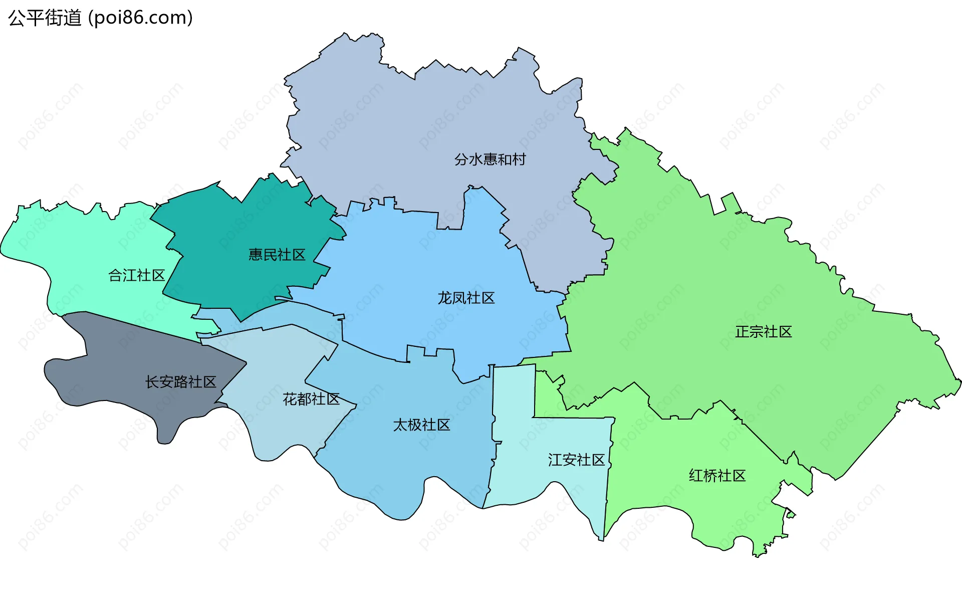 公平街道边界地图(五级行政区划)