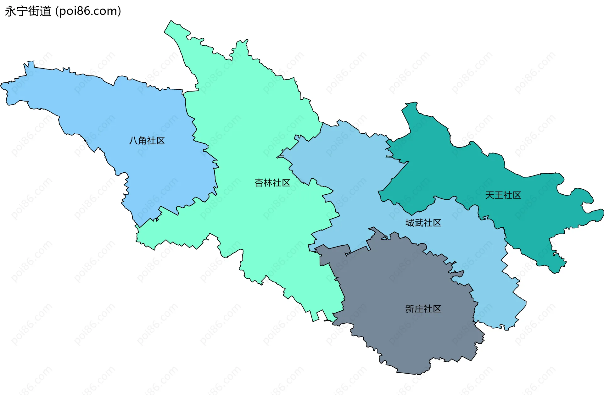 永宁街道边界地图(五级行政区划)
