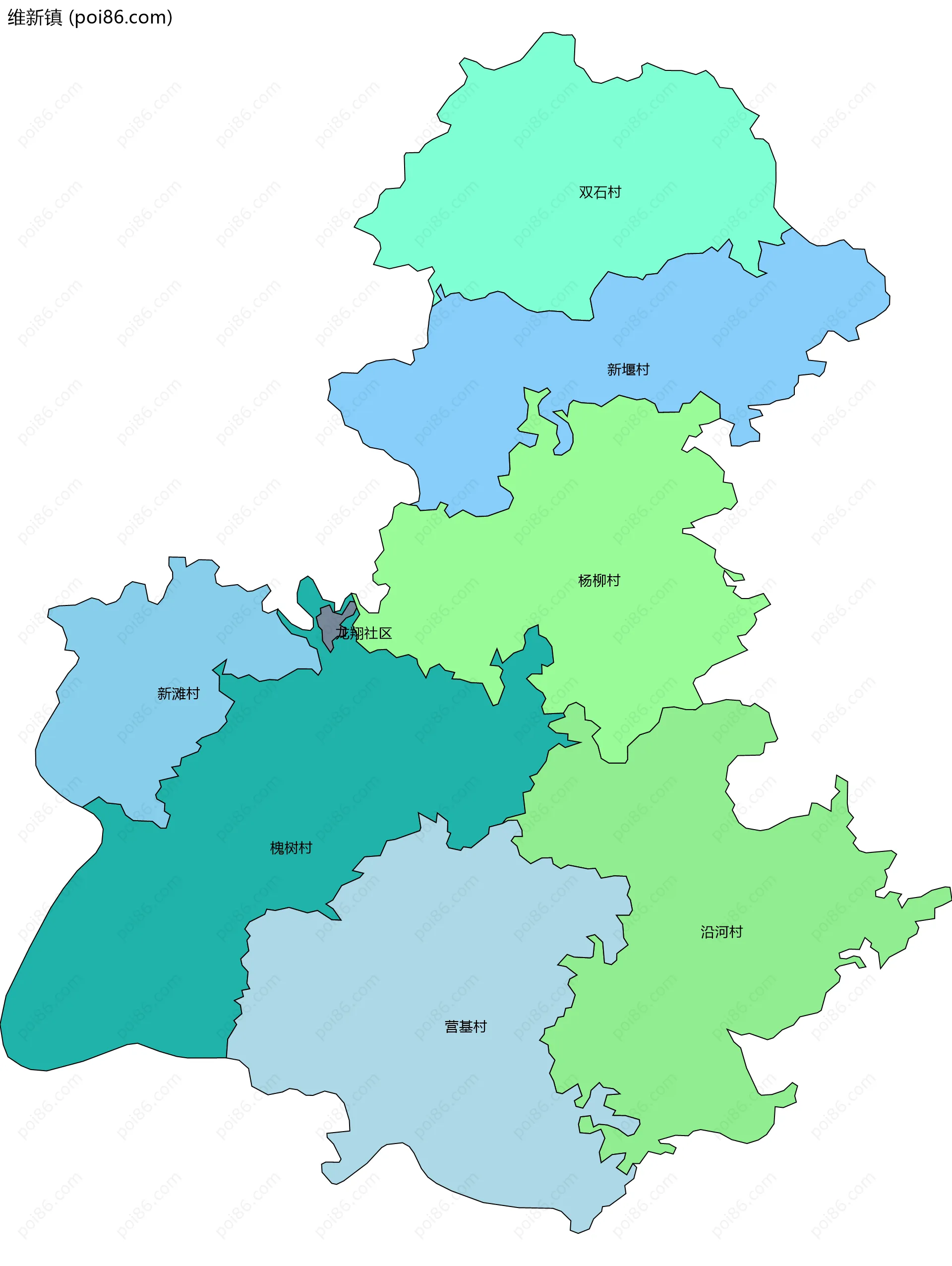 维新镇边界地图(五级行政区划)