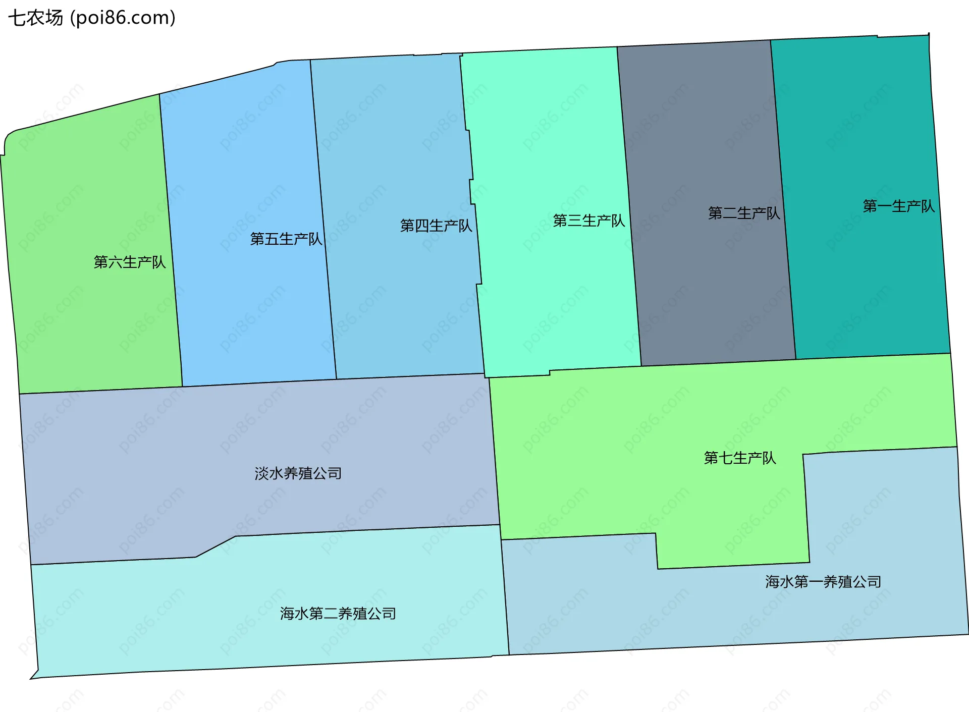 七农场边界地图(五级行政区划)