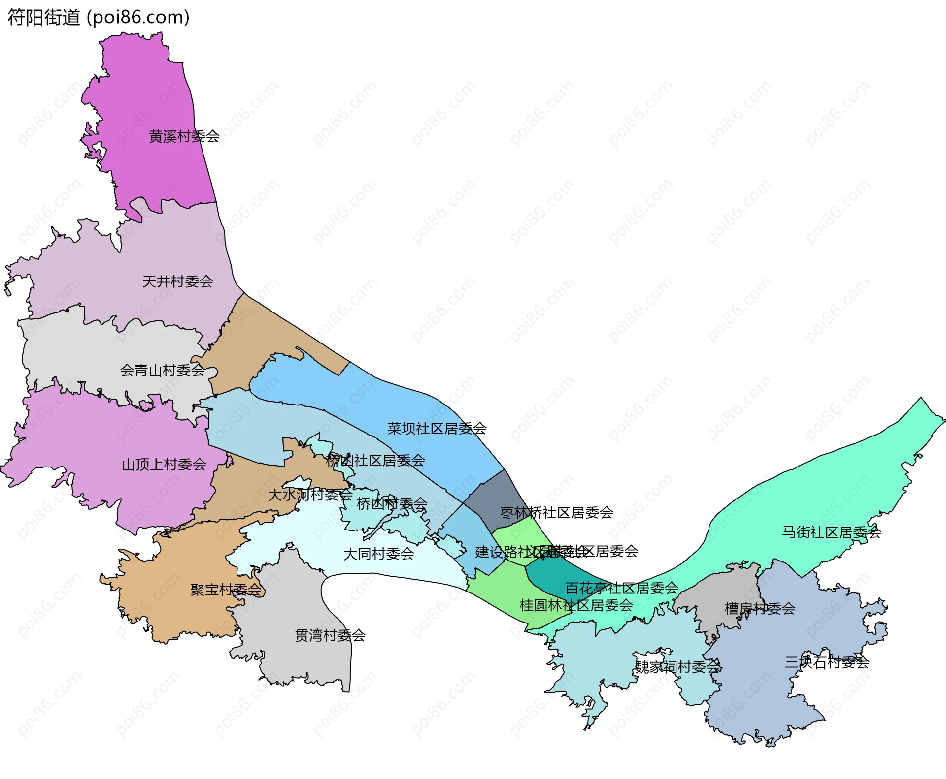 符阳街道边界地图(五级行政区划)