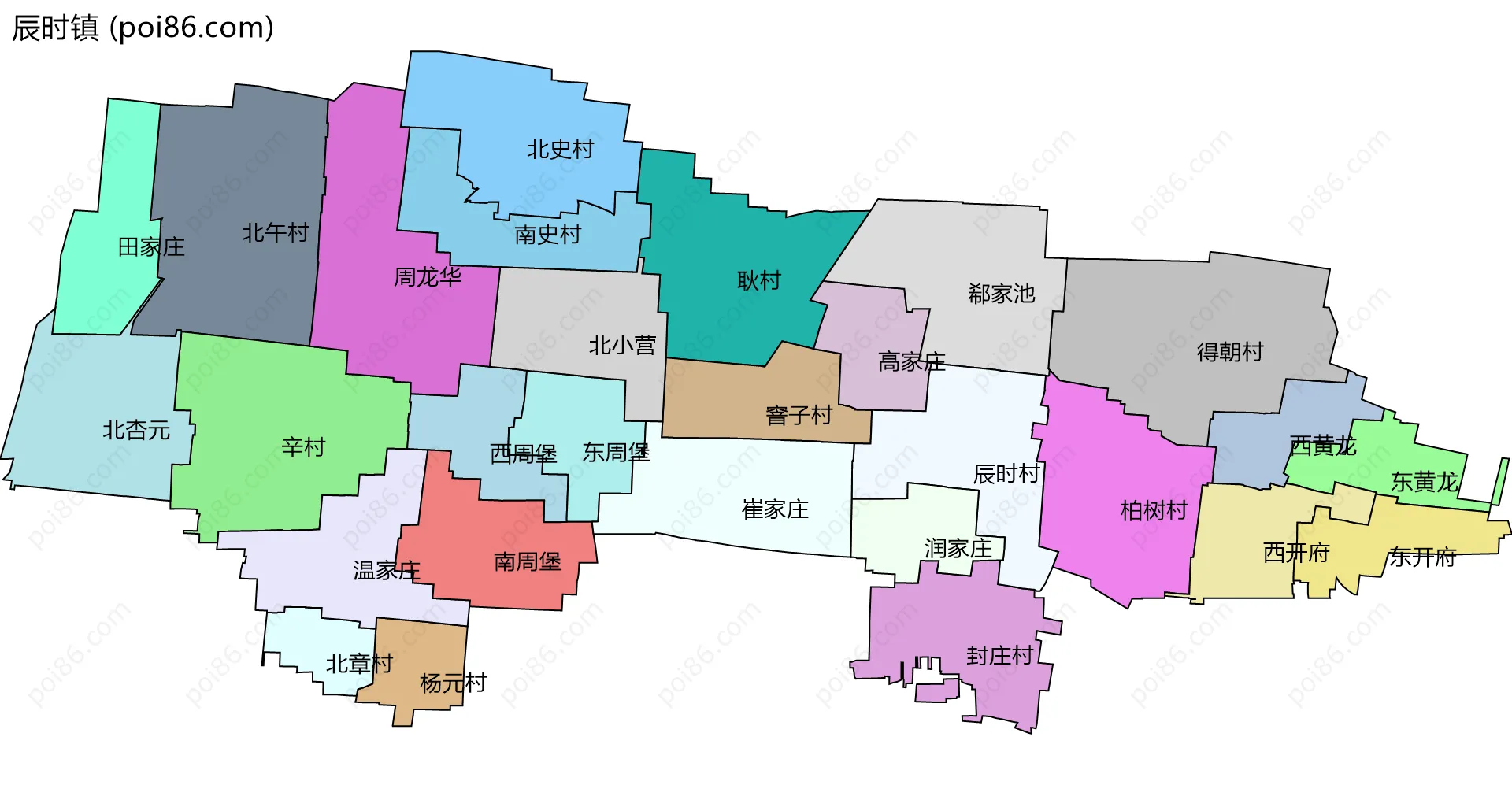 辰时镇边界地图(五级行政区划)