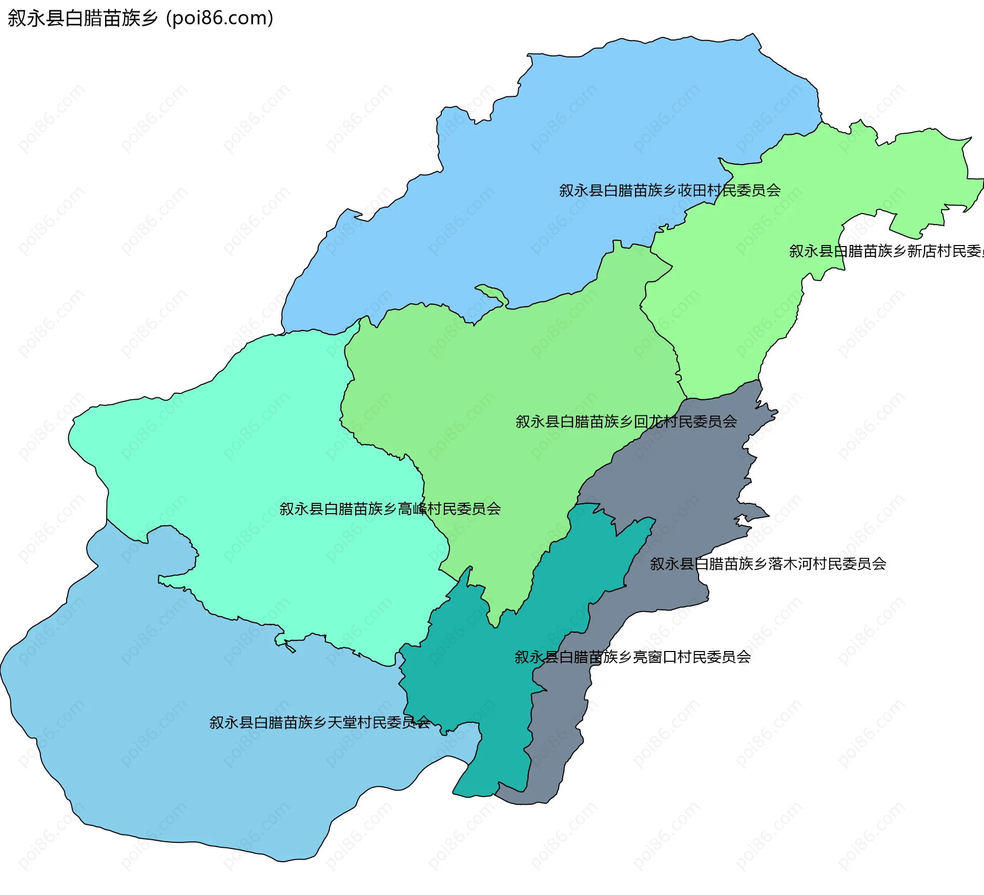 叙永县白腊苗族乡边界地图(五级行政区划)