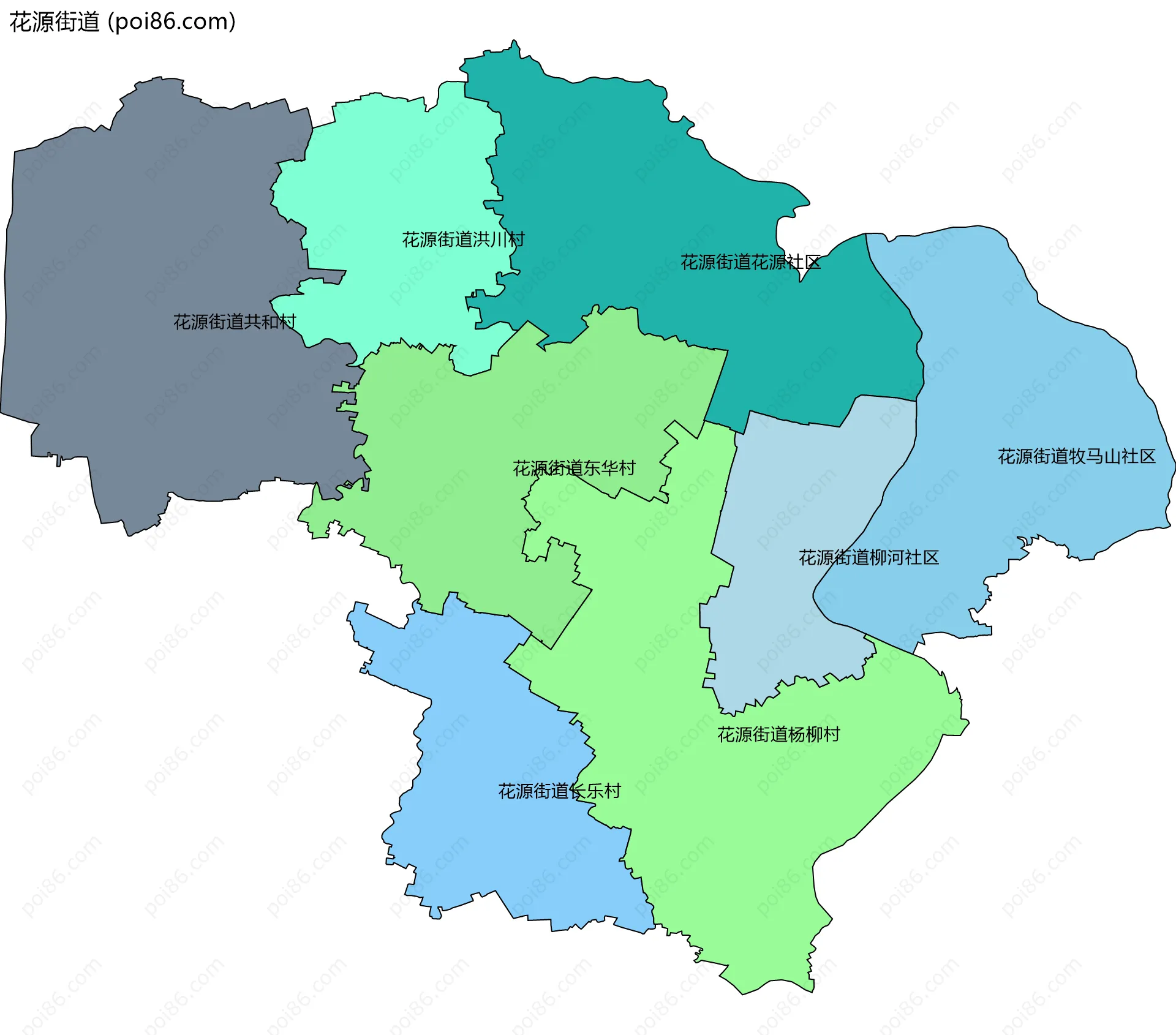 花源街道边界地图(五级行政区划)