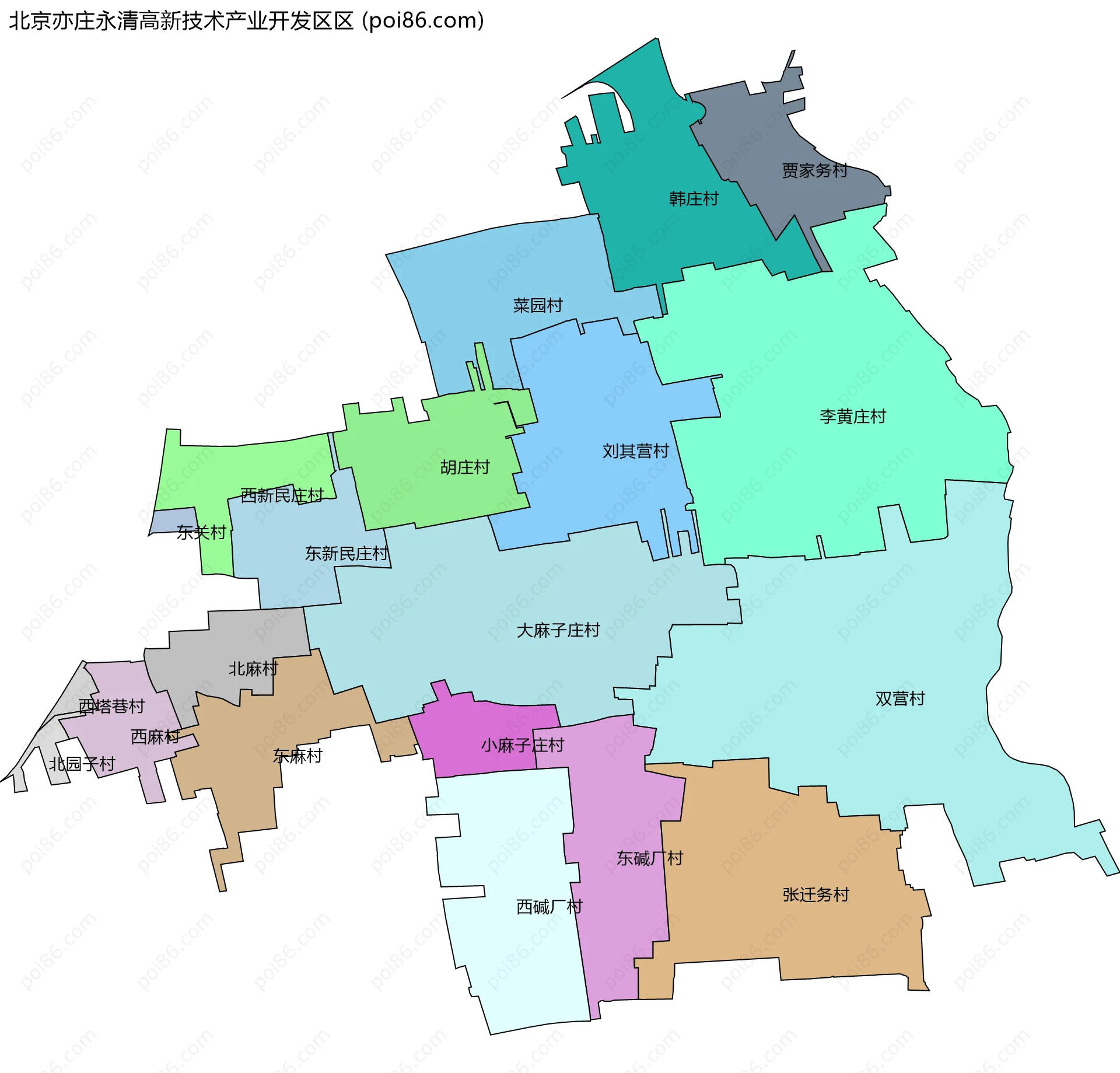 北京亦庄永清高新技术产业开发区区边界地图(五级行政区划)