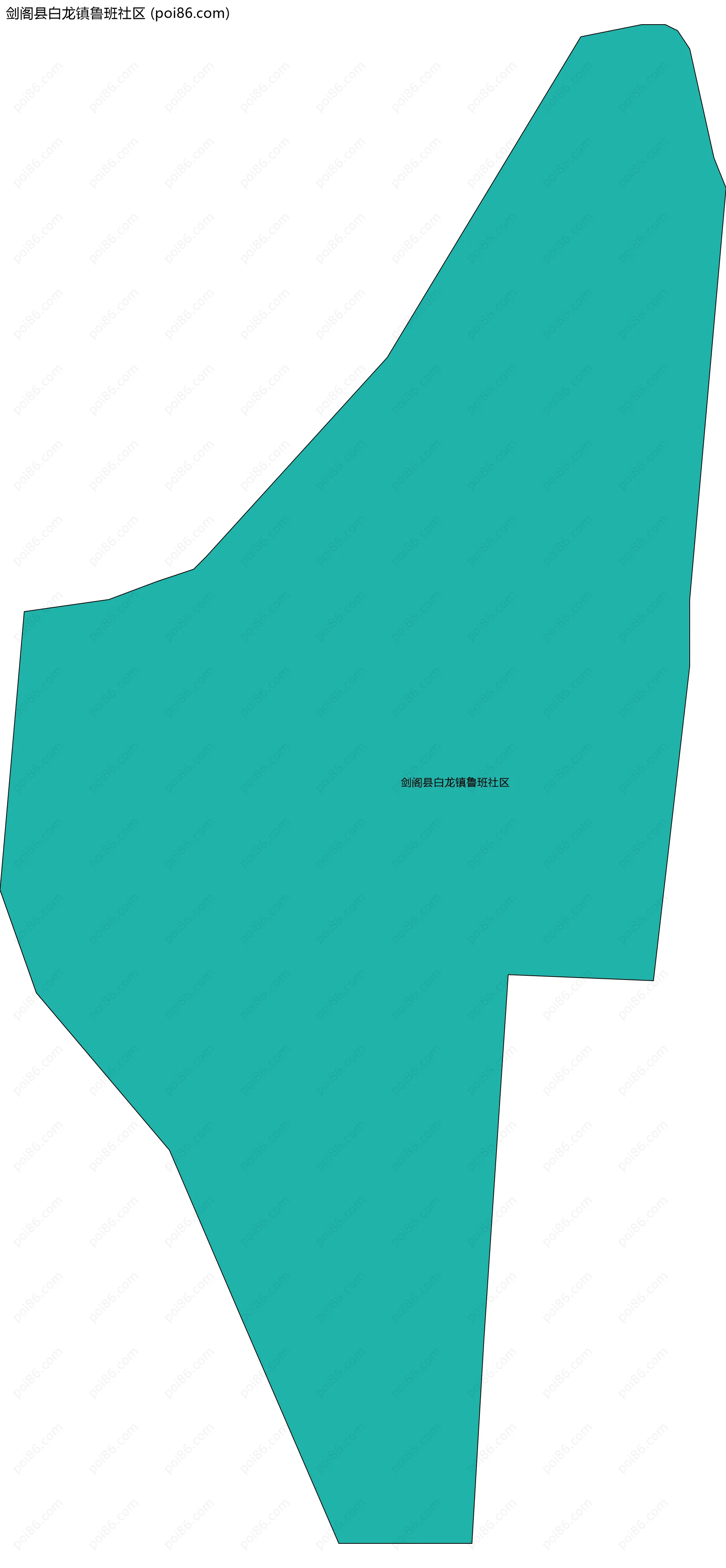 剑阁县白龙镇鲁班社区边界地图