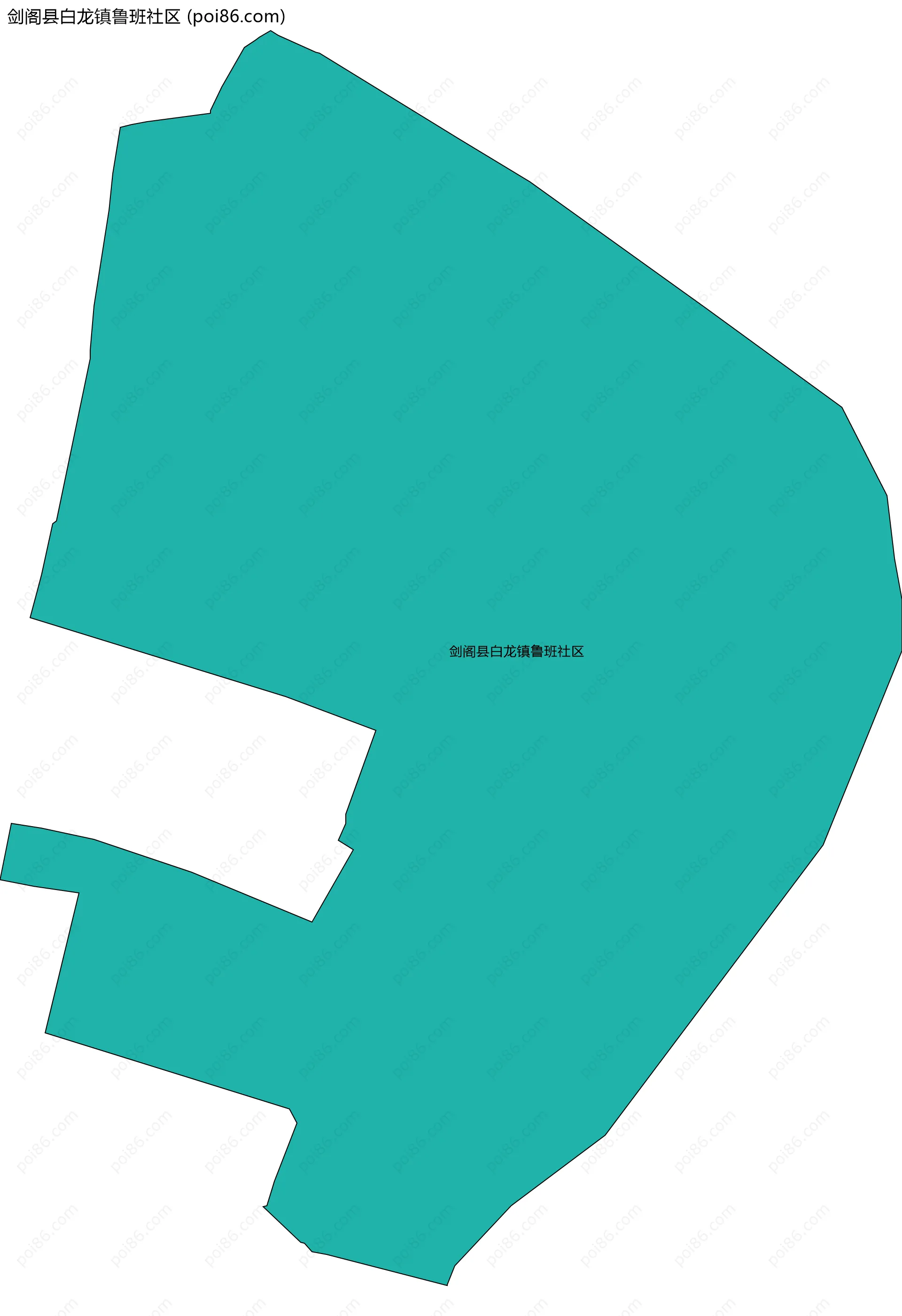 剑阁县白龙镇鲁班社区边界地图