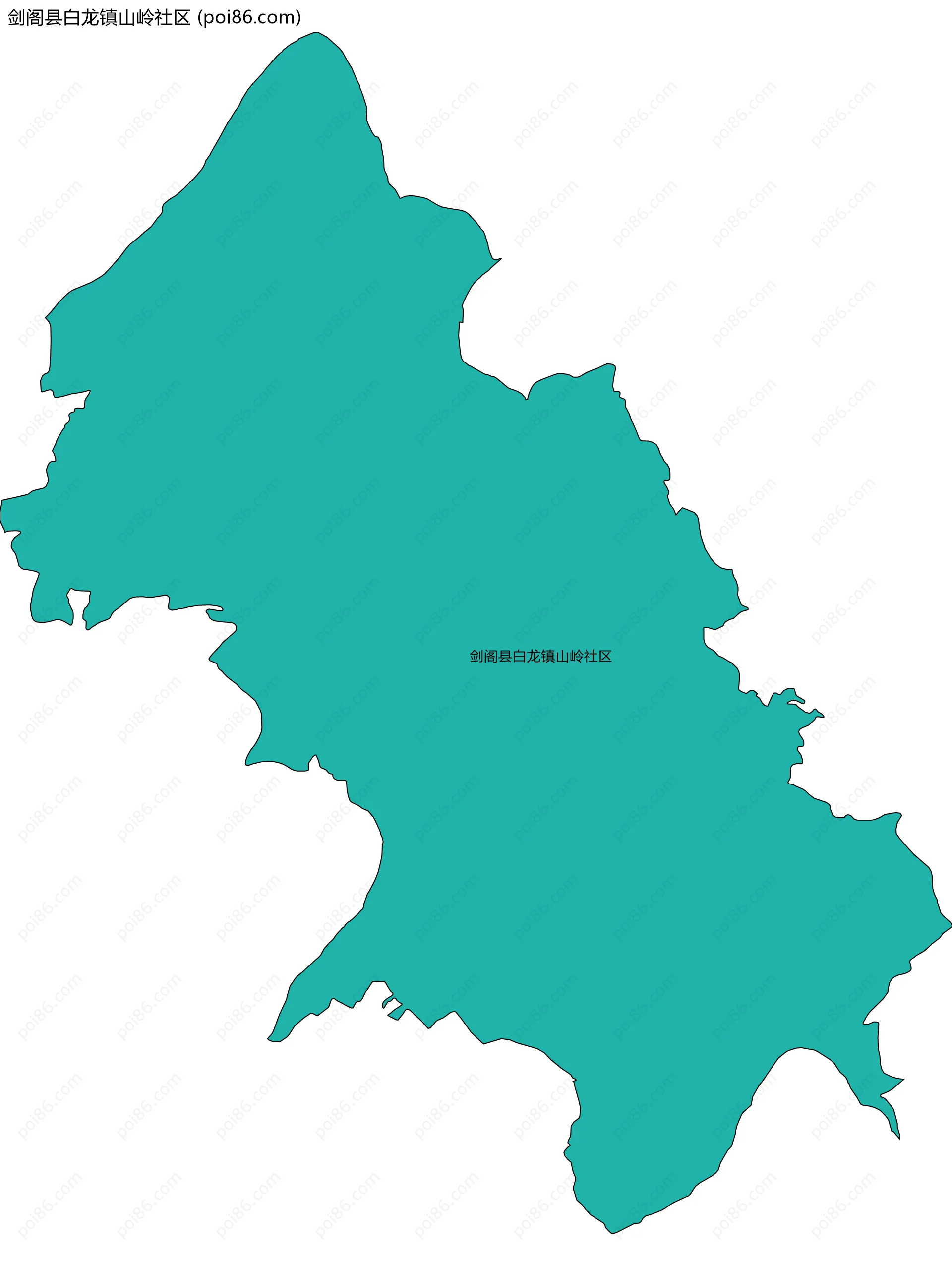 剑阁县白龙镇山岭社区边界地图