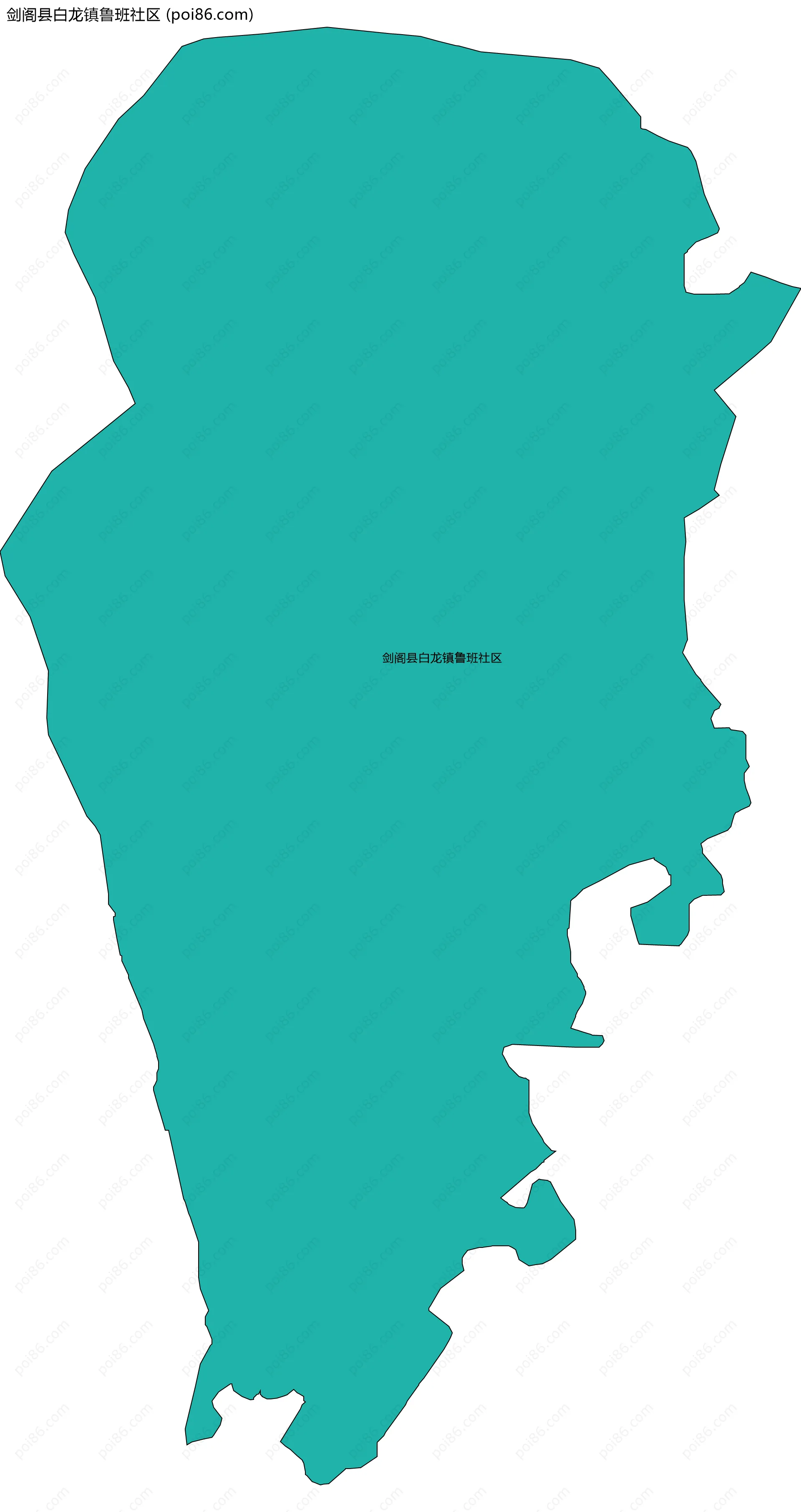 剑阁县白龙镇鲁班社区边界地图